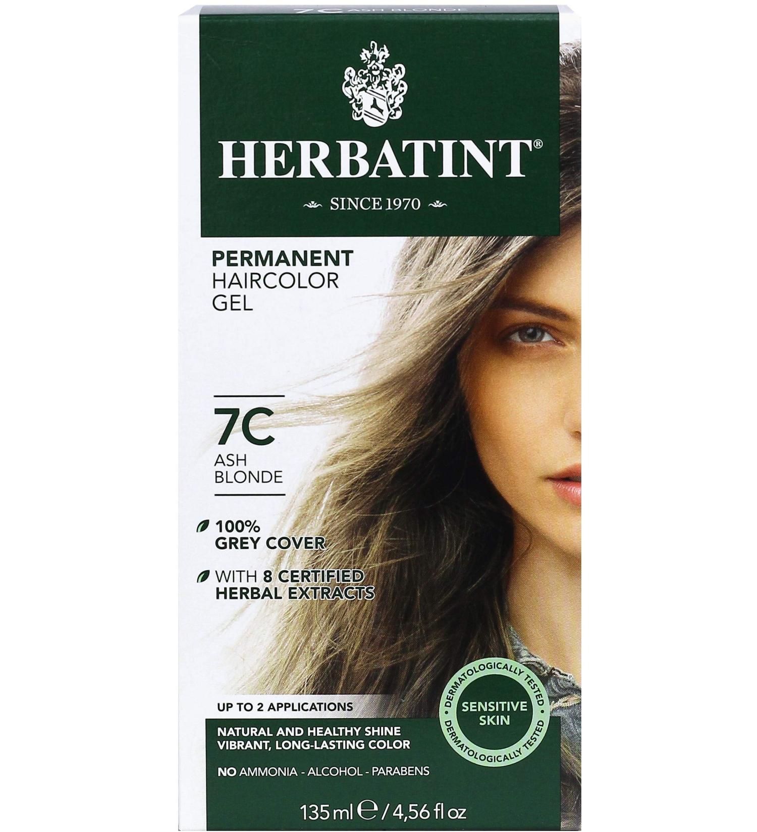 Herbatint 7C Ash Blonde Haircolor Gel 4.56oz - Vegan, Alcohol-Free, 100% Grey Coverage - Buy Online on GoSupps.com