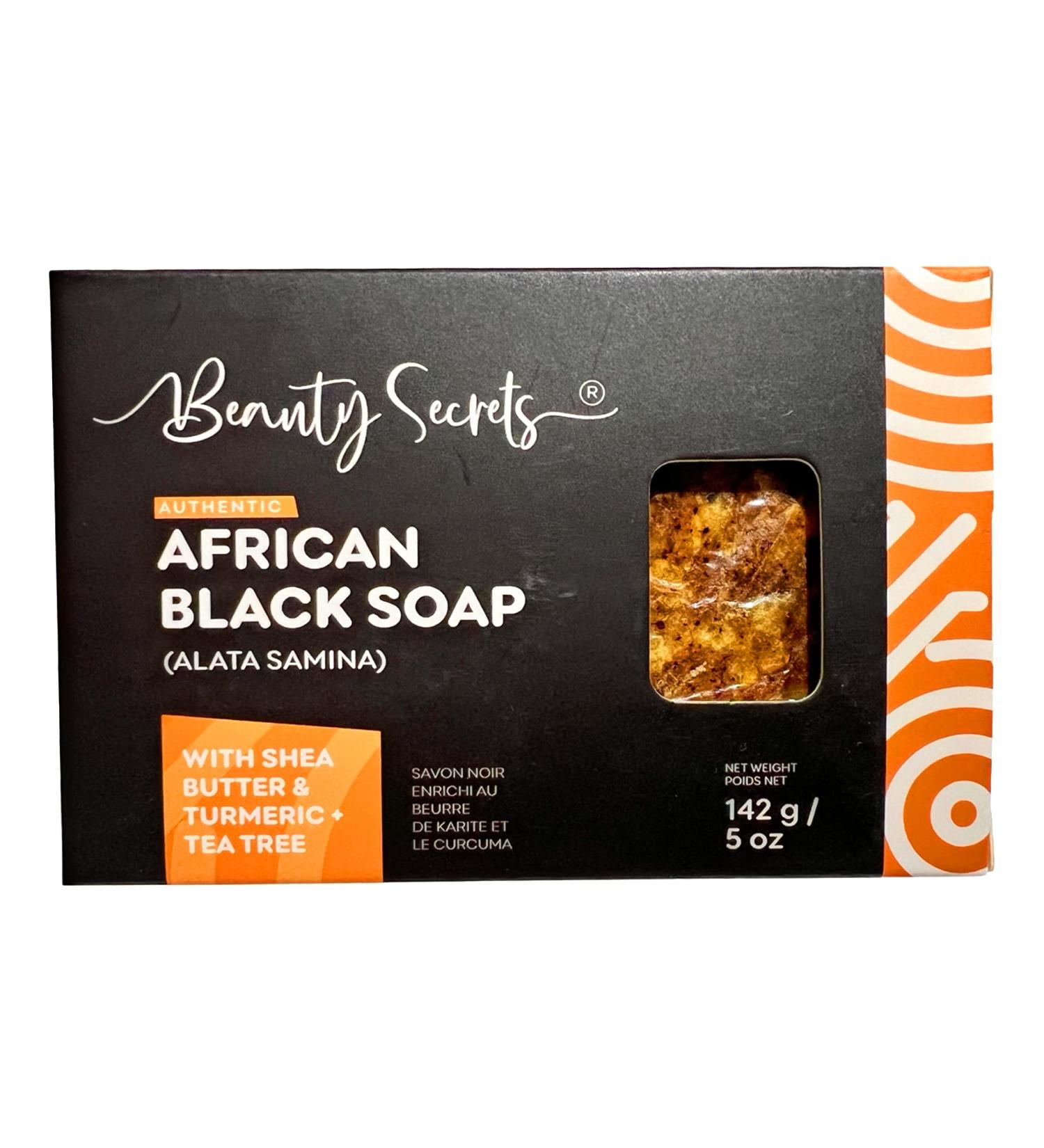 Buy African Black Soap Bar with Shea Butter Turmeric & Tea Tree Oil - Travel Size from Ghana | Natural Beauty Secrets - Buy Online on GoSupps.com