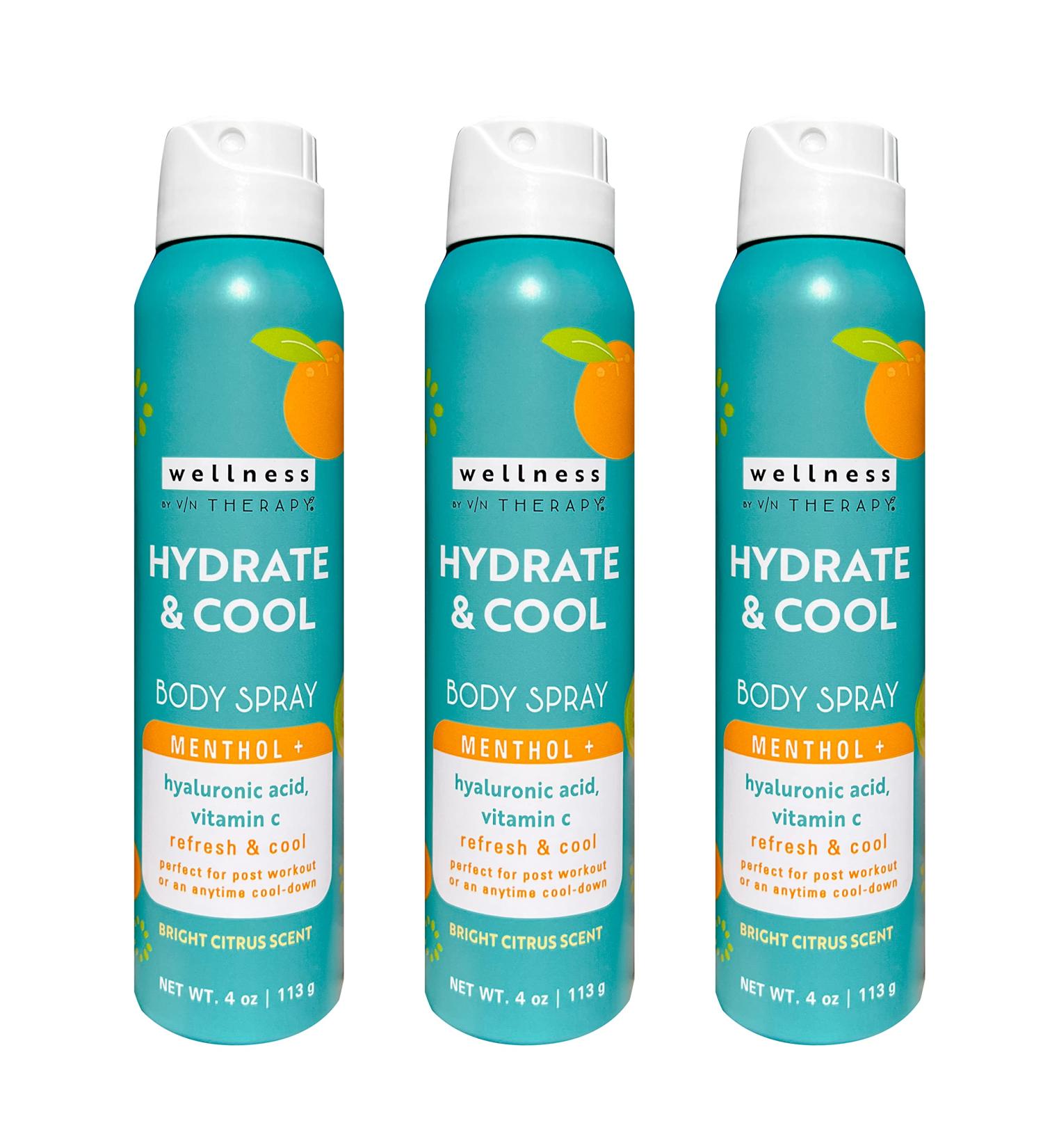Village Naturals Therapy Wellness Hydrate & Cool Body Spray - Protect and Moisturize Skin with Vitamin C Menthol and Hyaluronic Acid - Full Body Cooling Mist (Pack of 3 Cans 4 Ounces Each) - Buy Online on GoSupps.com