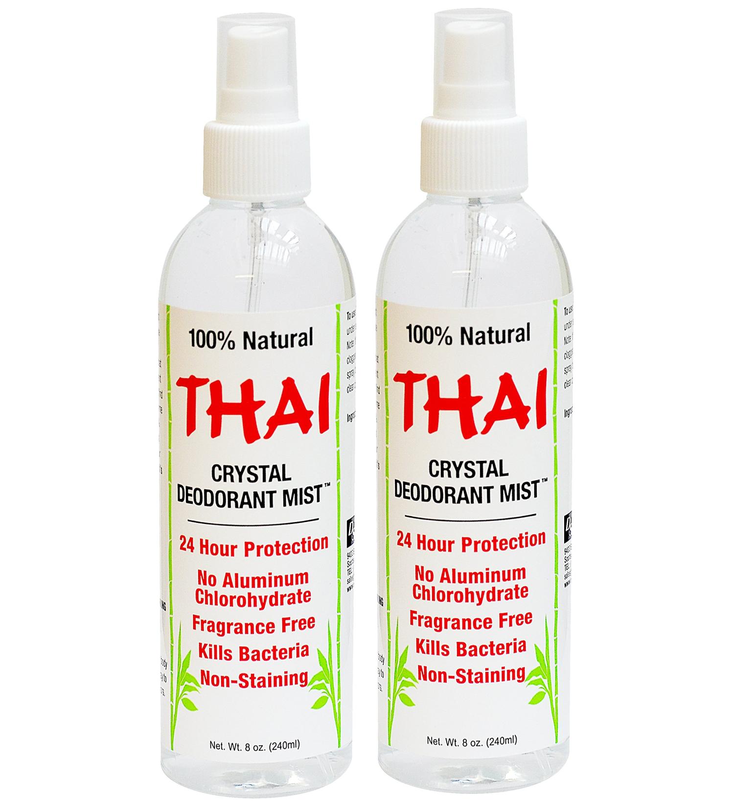 Thai Deodorant Stone Crystal Mist Natural Deodorant Spray 8 oz. Bundle Pack of 2 Unscented