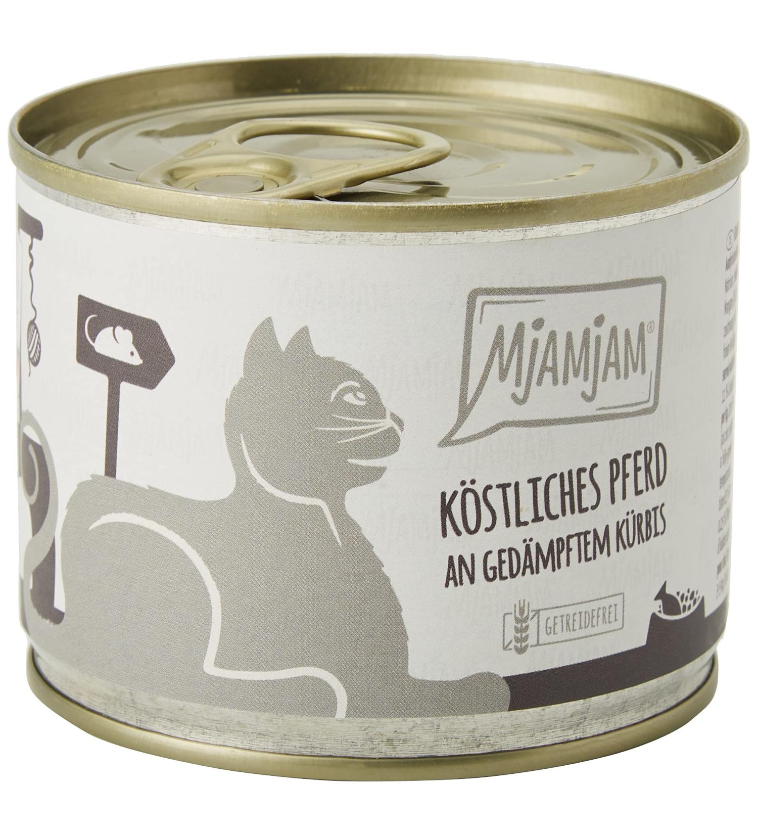 Mjamjam Premium Cat Food - Grain Free Horse & Pumpkin 6-Pack (6 x 200g) - Delicious Extra Meat - Buy Online on GoSupps.com