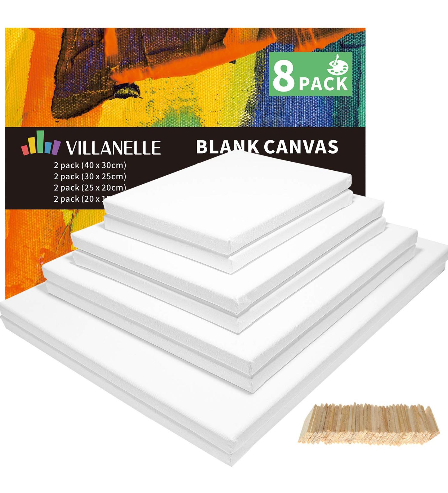 Artist Canvas Set - 6x8, 8x10, 10x12, 12x16 - 8 Piece Frame Board Panels - 100% Cotton Blank Canvas for Oil, Acrylic, Watercolor Painting - Acid-Free for Kids & Artists - Buy Online on GoSupps.com
