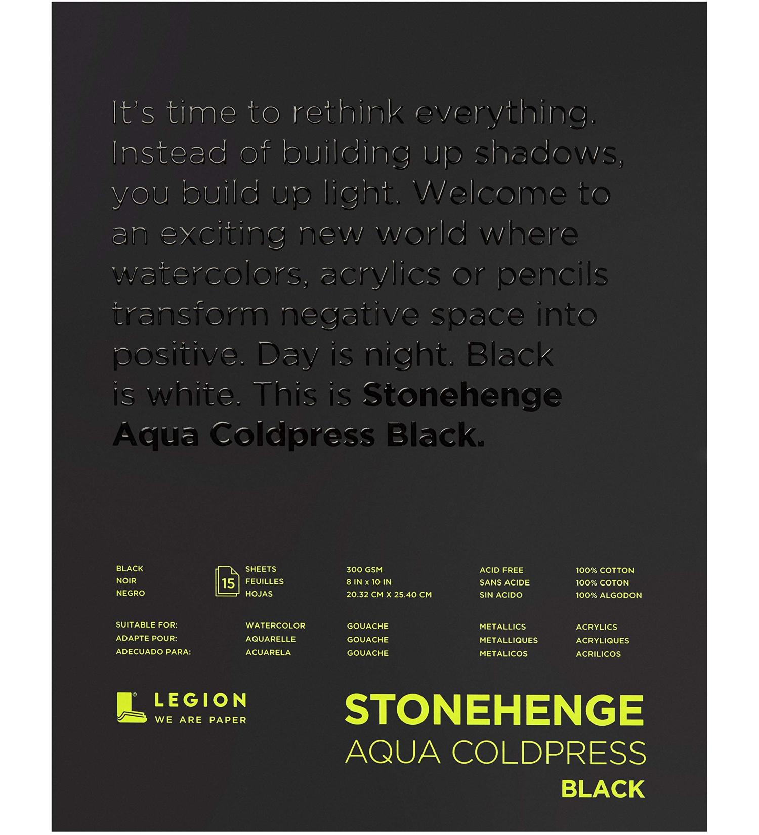 Stonehenge Aqua Black Pad 140lb Coldpress 8x10 Inches - 15 Sheets | Premium Quality Watercolor Paper - Buy Online on GoSupps.com