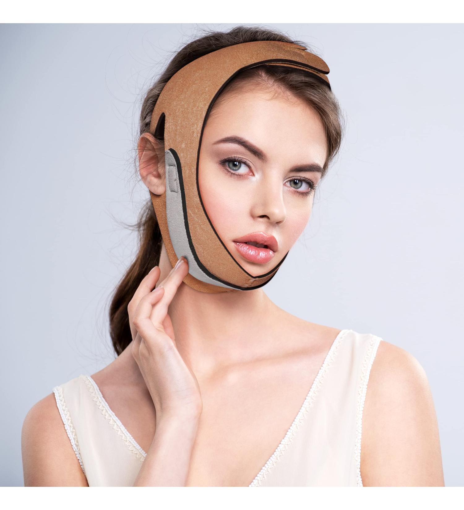 Adjustable Face Slimming Strap | Double Chin Reducer | Anti-aging V Line Lifting Mask - Orange - Buy Online on GoSupps.com