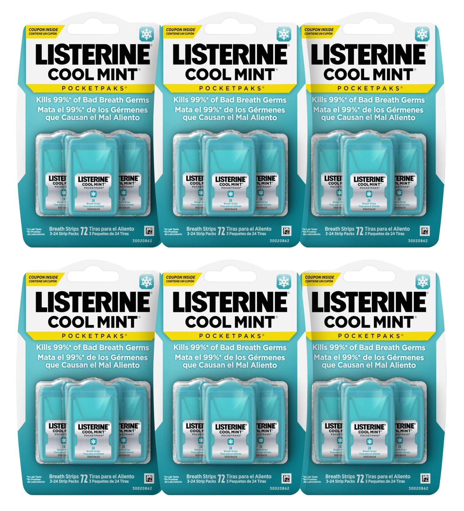 LISTERINE Cool Mint PocketPaks Breath Strips - 72 Strips (3 Pack) | Dissolves Instantly, Kills 99% Germs | On-The-Go Fresh Breath Solution - Buy Online on GoSupps.com