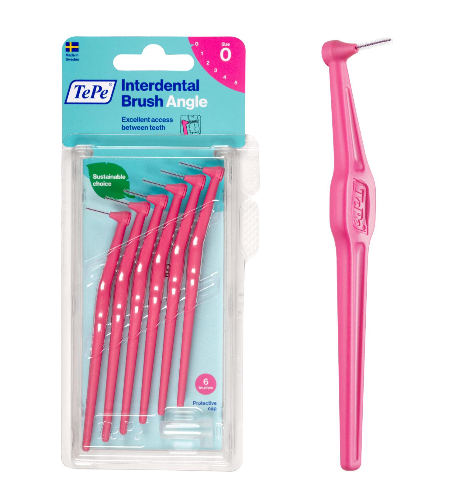 Interdental Brush Angle - Pink 0.4mm 6 Pack | Dentist Recommended for Oral Health Fresh Breath & Gum Care - Buy Online on GoSupps.com