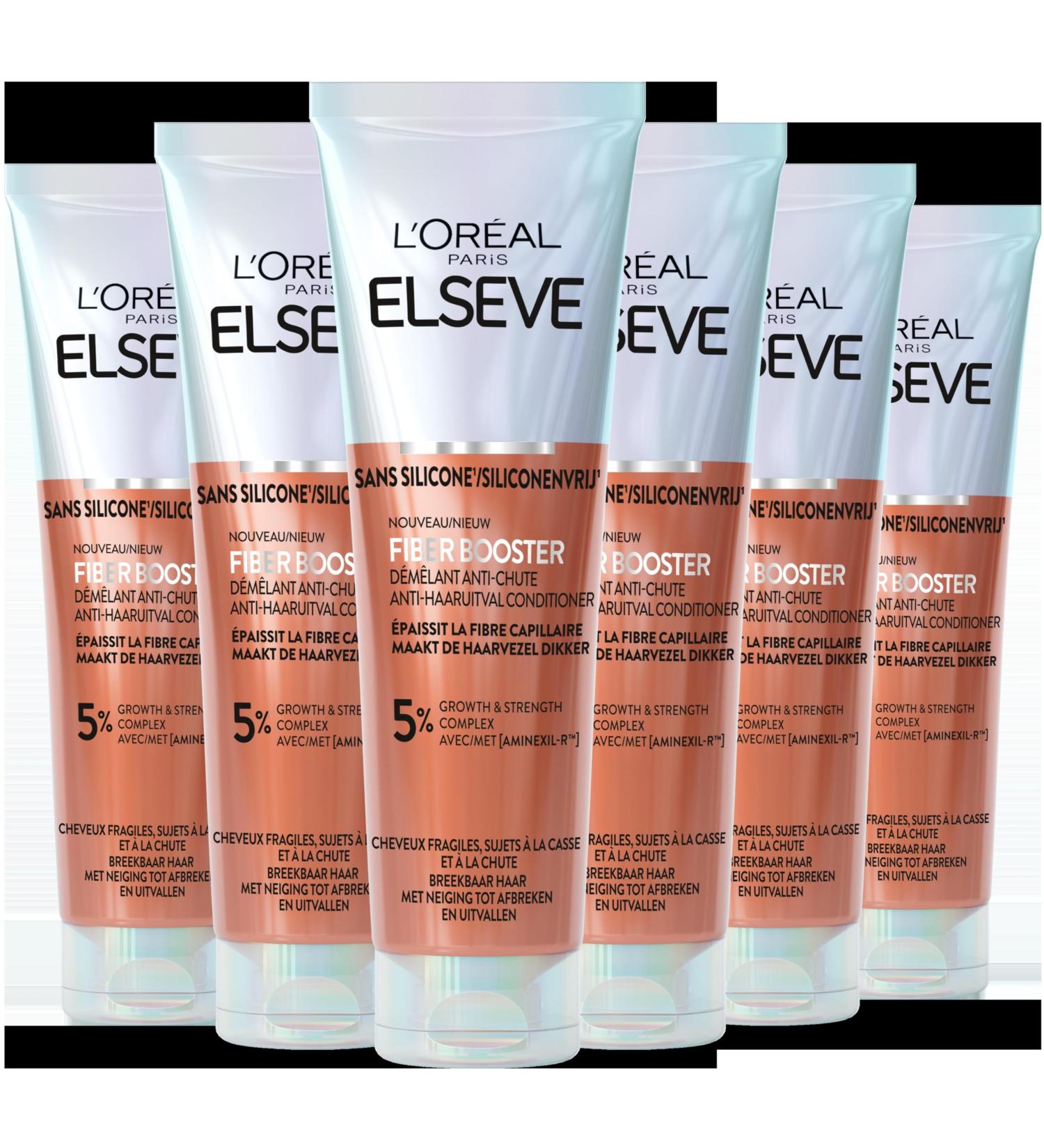 L'Oreal Paris L'Or al Paris Elseve Fiber Booster Anti-Hair Loss Conditioner - For Thicker Stronger Hair - Suitable for brittle hair prone to breakage and loss - 6 x 150 ml