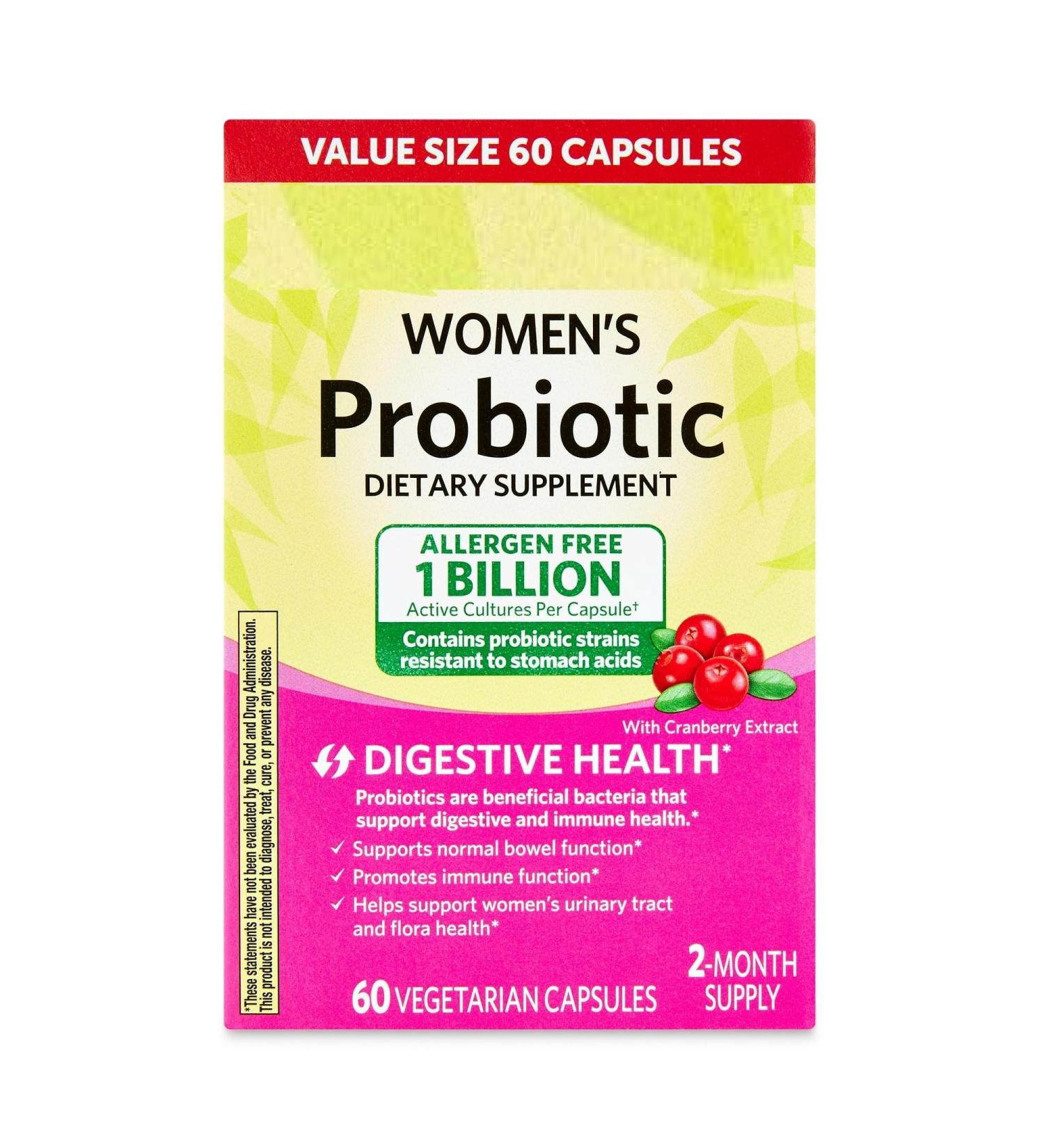 SEDLAV Women's Probiotic Dietary Supplement Vegetarian Capsules for Digestive Health Cranberry 60 Count Value Size Sticker