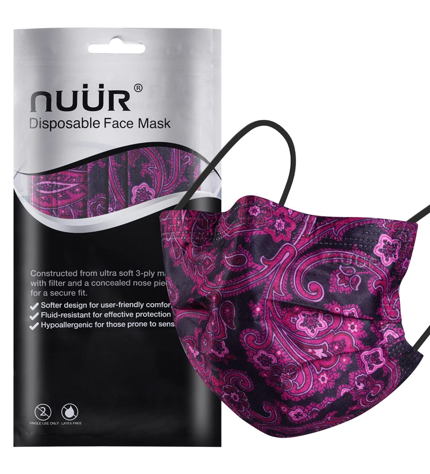 Paisley 3 Ply Disposable Face Mask with Filter Layer and Elastic Earloop - 10pcs, Retail Sealed Bags | PAISLEY-010 - Buy Online on GoSupps.com