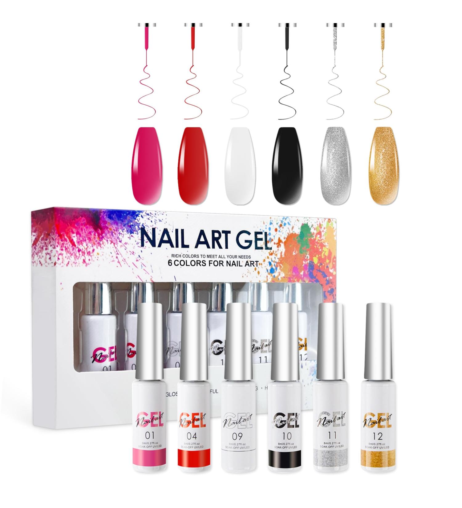 Liner Gel Nail Polish Set Nail Art Polish Gel Liner Nail Polish Nail Art Gel Polish Nail Designs Gel Nail Art Polish Nail Art Gel (Liner Gel Nail Polish Set (Liner Gel Nail Polish Set 6colors) - Buy Online on GoSupps.com