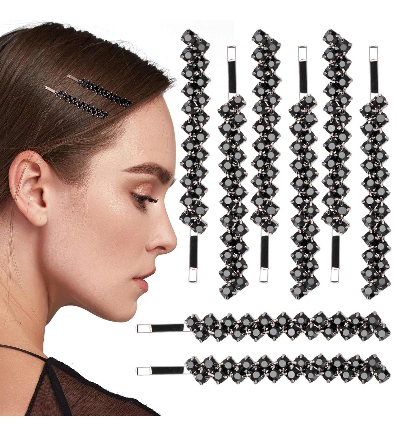 OIIKI 8PCS Black Rhinestones Hair Pins - Crystal Bobby Pins for Women - Sparkle Rhinestone Metal Clips - Girls Hair Jewelry for Parties & Daily Use - Buy Online on GoSupps.com