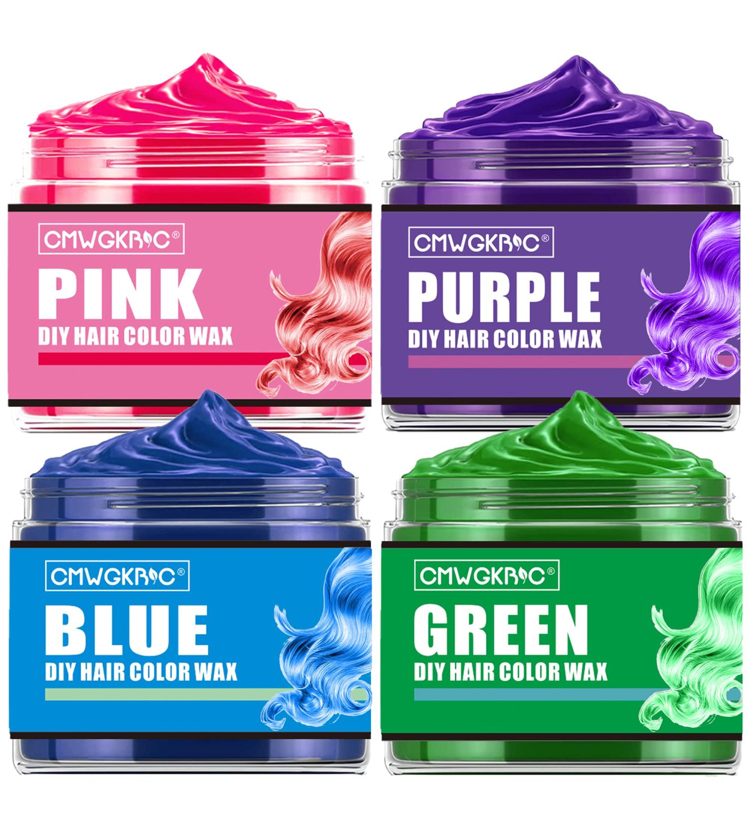 Temporary Hair Color Wax for Halloween - Green, Pink, Blue, Purple | Washable Dye for Kids & Adults - DIY Hairstyle for Party & Cosplay - Buy Online on GoSupps.com