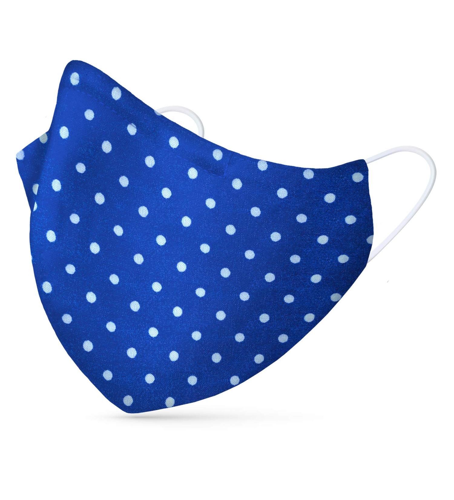 Dance Pattern Washable Cotton Mask for Kids & Adults - 2-Layer with Nose Bracket & Filter Bag - Oeko-Tex Standard 100 - Blue & White Dots - L Size (1 Pack) - Buy Online on GoSupps.com