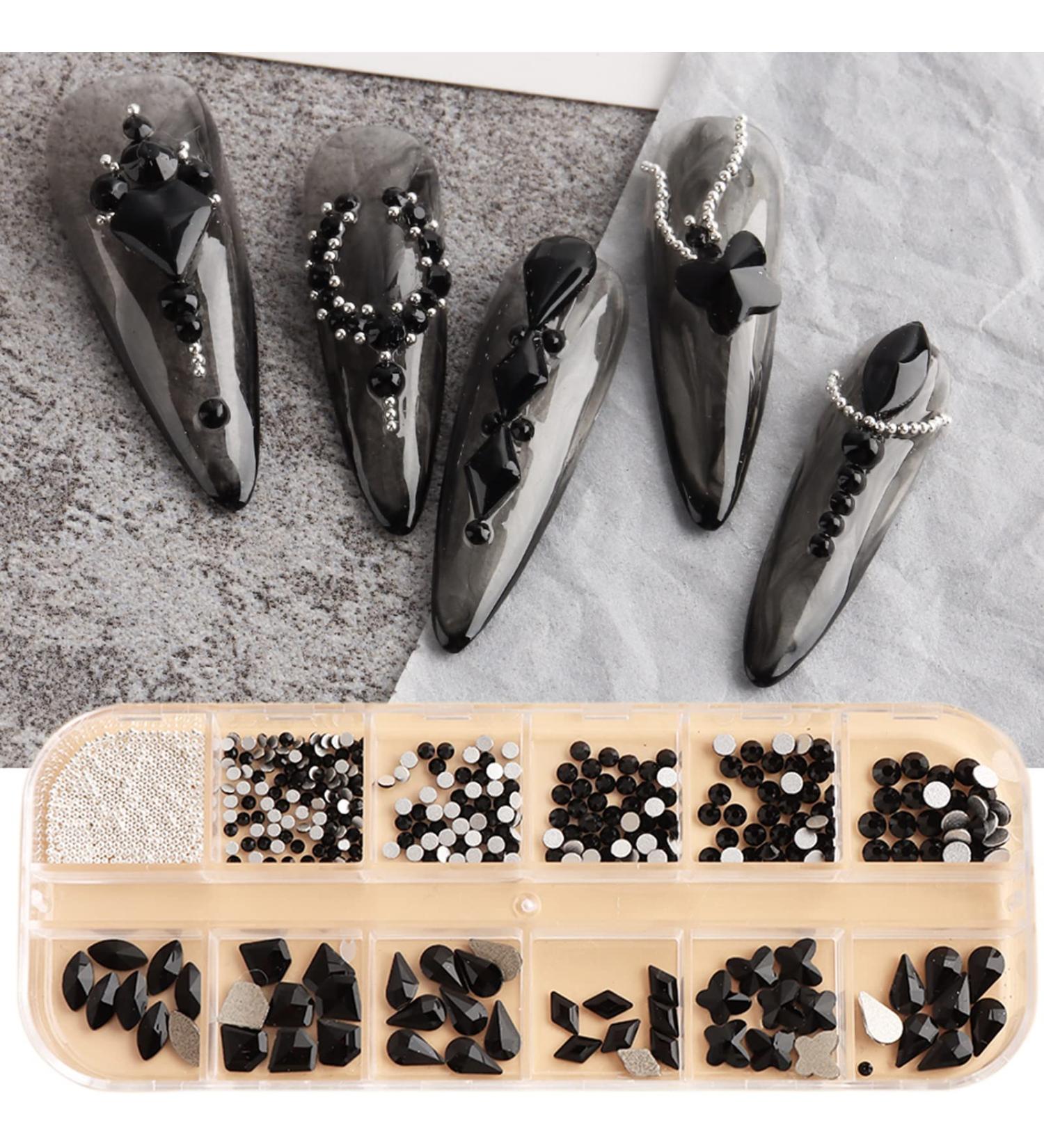 FEIlei 12 Grids Box Set Flat Back Rhinestones and Small Round Diamond Combination for DIY Nail Art Accessories Crystals - Buy Online on GoSupps.com