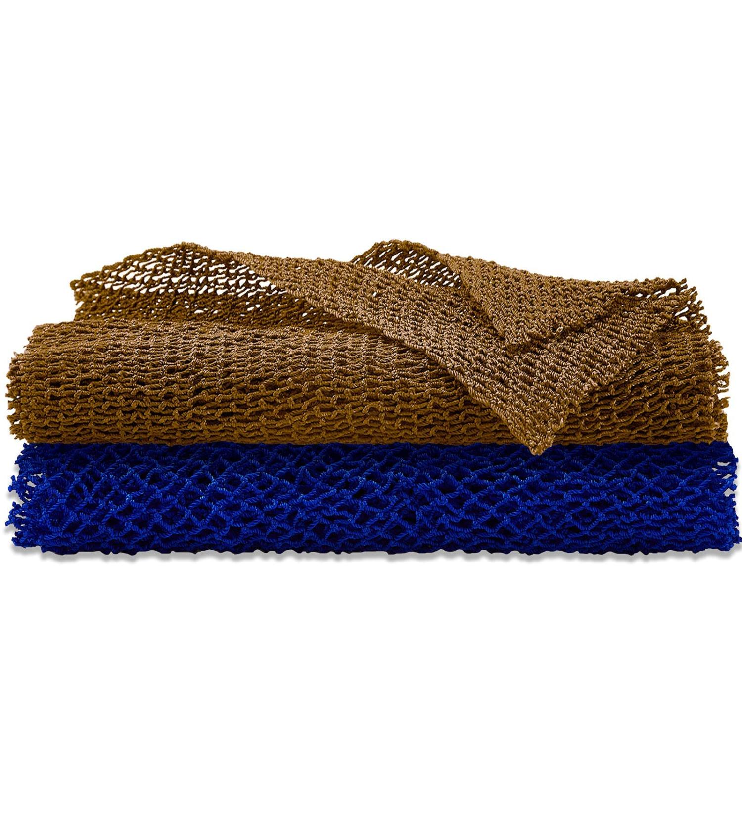 2 Pack African Net Sponge | Exfoliating Body Scrubber for Daily Use | Blue & Brown - International Shipping Available - Buy Online on GoSupps.com