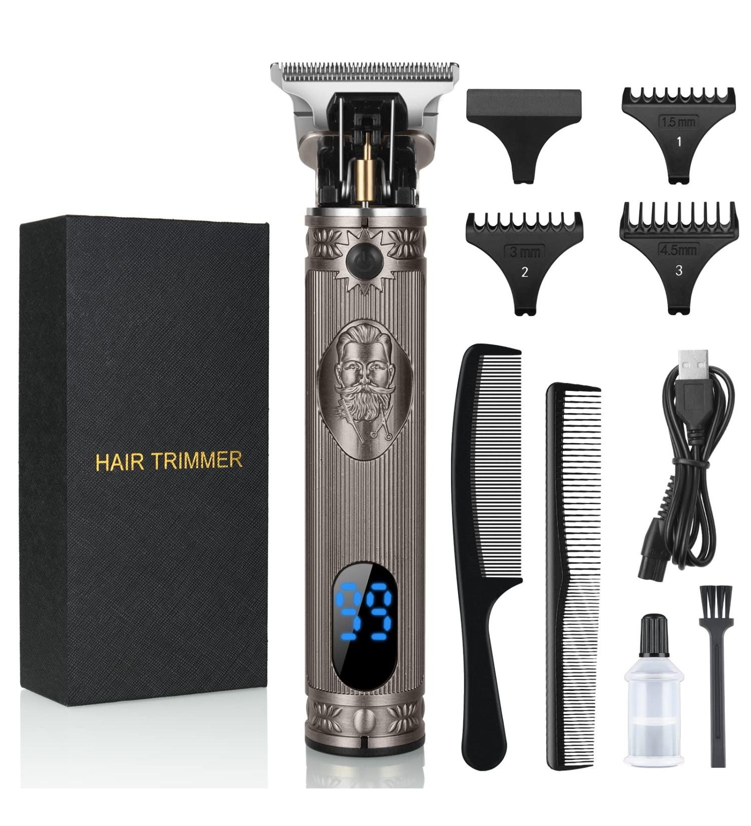 URAQT Cordless Hair Clippers for Men - Electric Beard Trimmer and Precision T-Blade Shaver Kit with Guide Combs - Silver - Buy Online on GoSupps.com