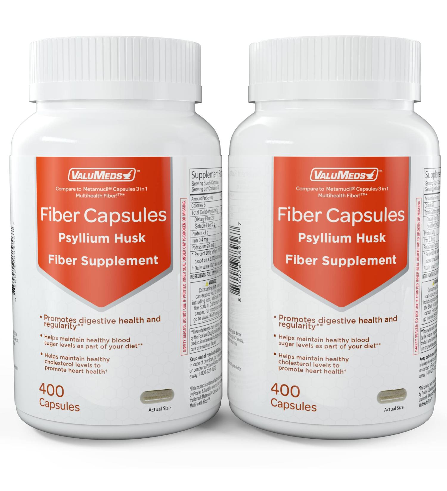 ValuMeds Psyllium Husk Fiber Capsules (800 Count) - Colon Support for Digestive Regularity - Men and Women - Buy Online on GoSupps.com