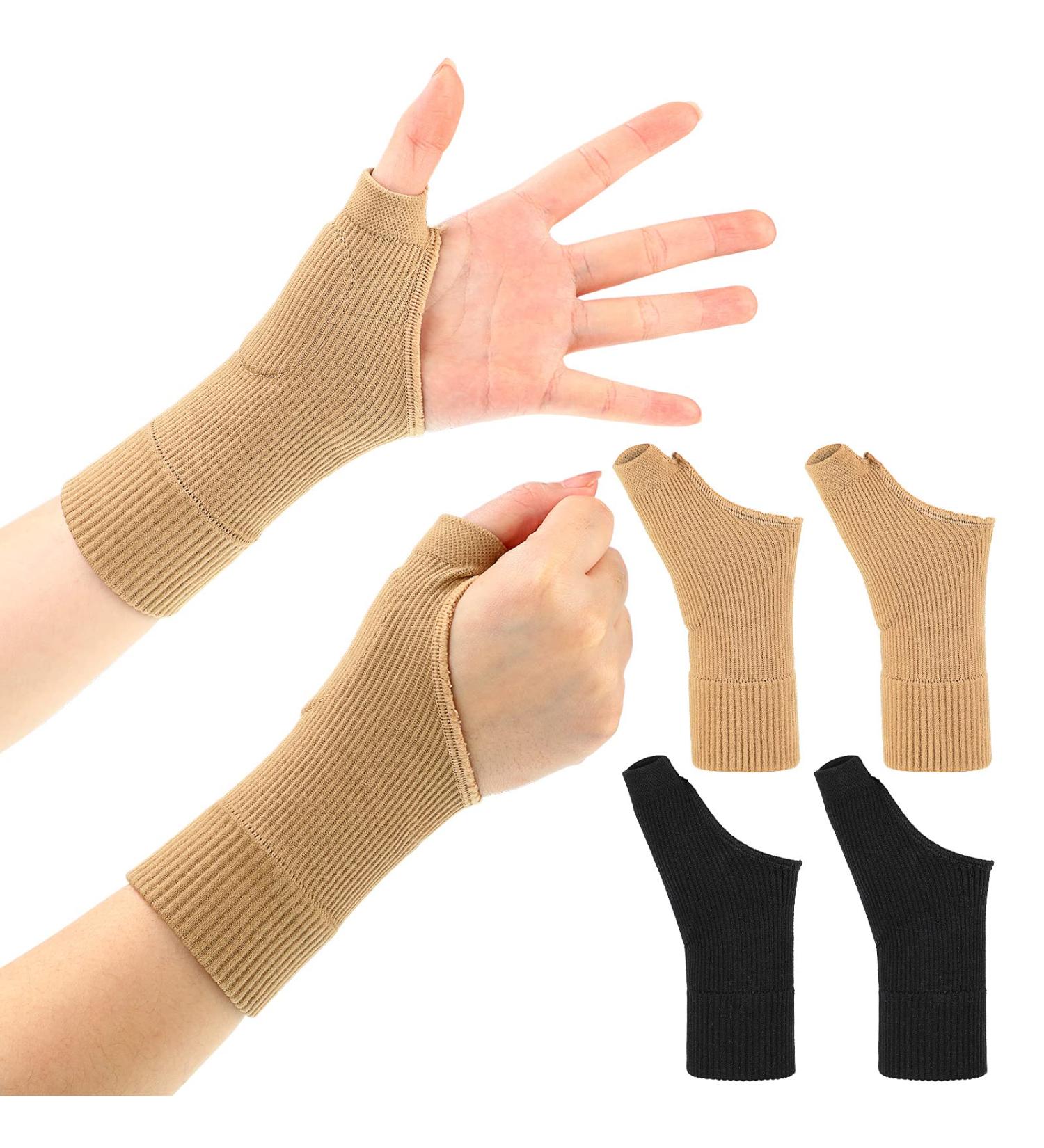 Large Black Nude Thumb Compression Arthritis Gloves with Gel Splint - Wrist Support Brace for Pain Relief (4 Pack) - Buy Online on GoSupps.com