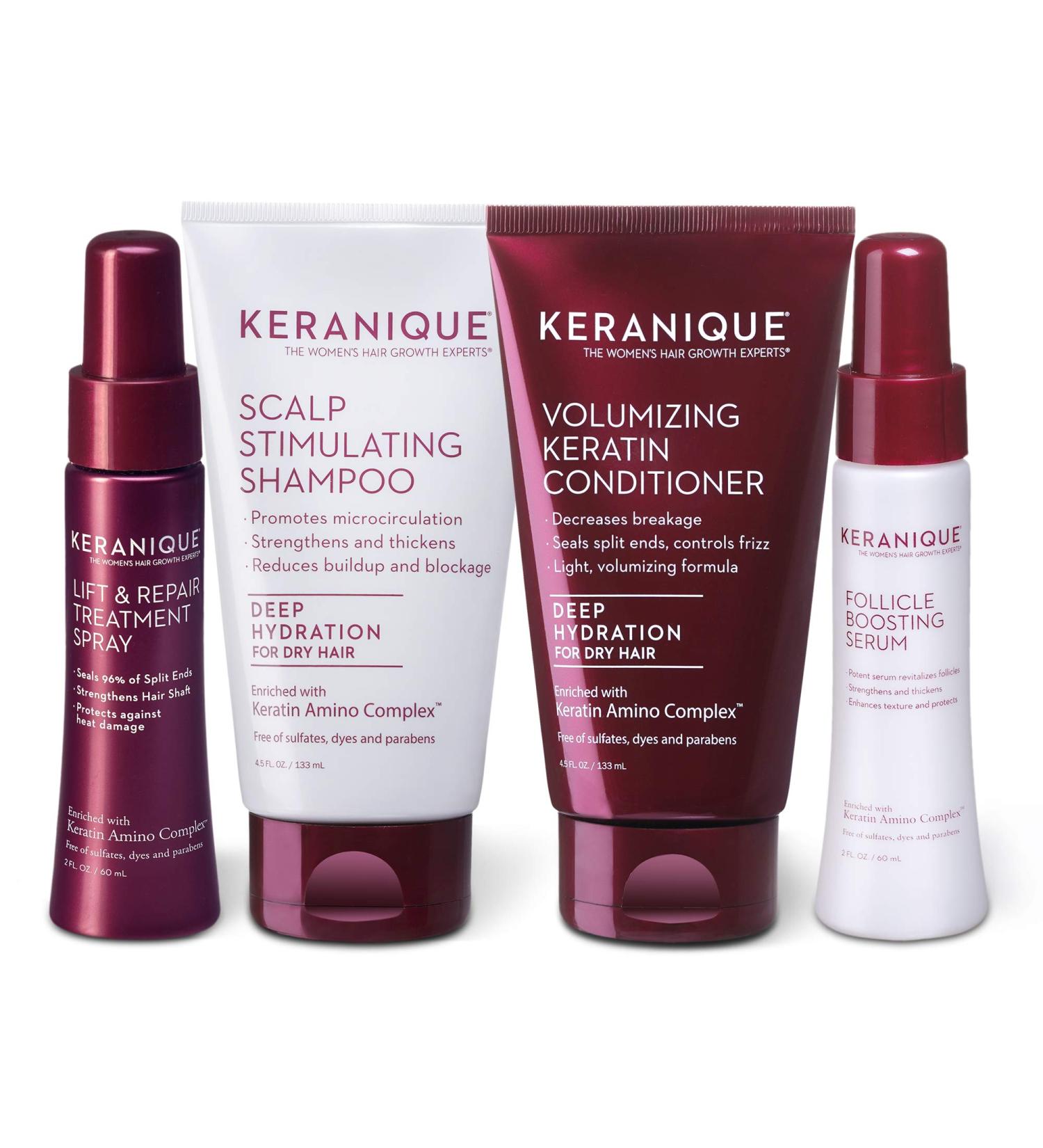Keranique Deep Hydration Hair Growth System: Shampoo, Conditioner, Serum, Spray - Paraben & Sulfate Free - Buy Online on GoSupps.com