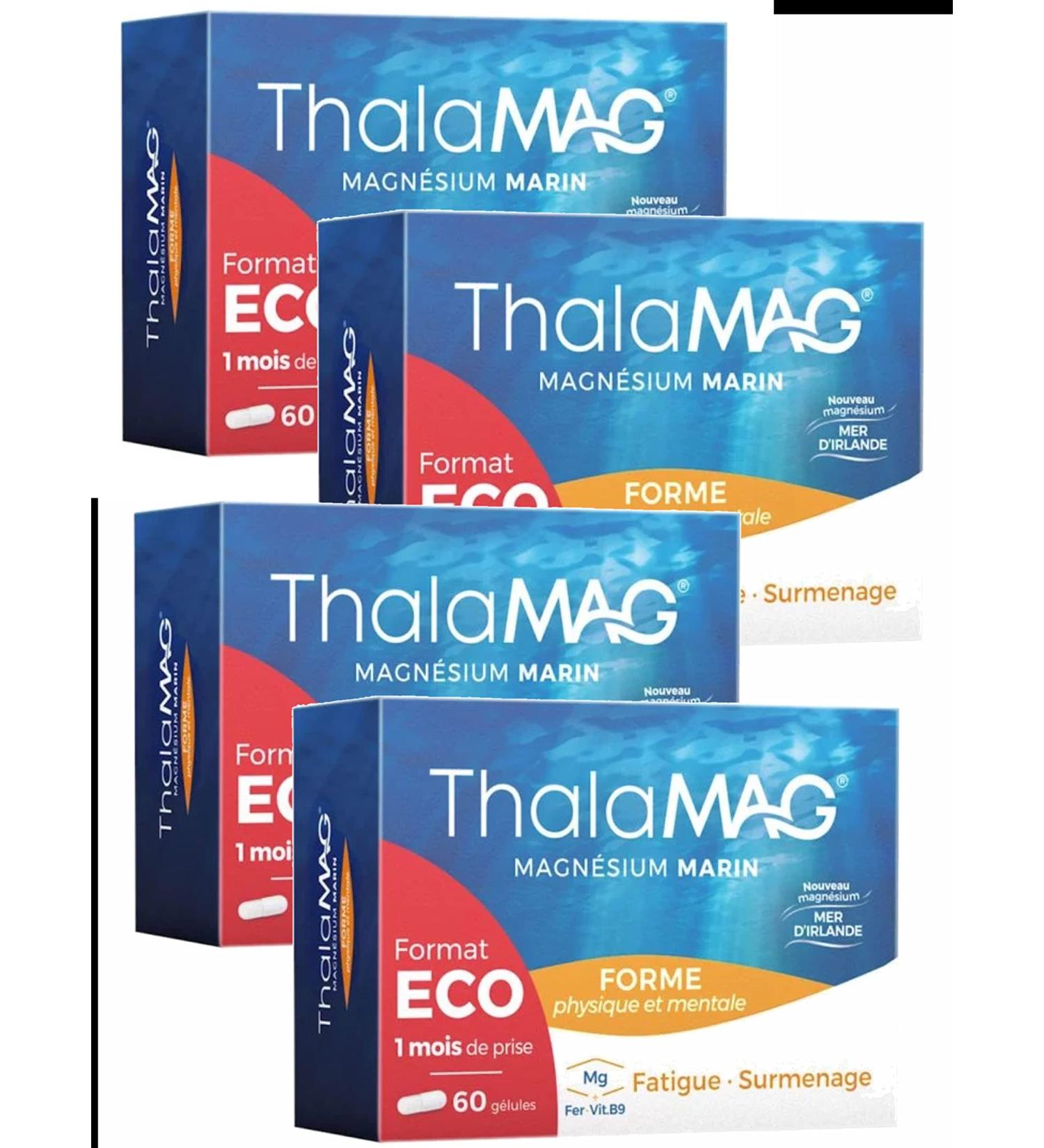 Thalamag Iron B9 – Marine Magnesium + Iron + Vitamin B9 – 4 Months Treatment – ??Pack of 4 x 60 Capsules (4)