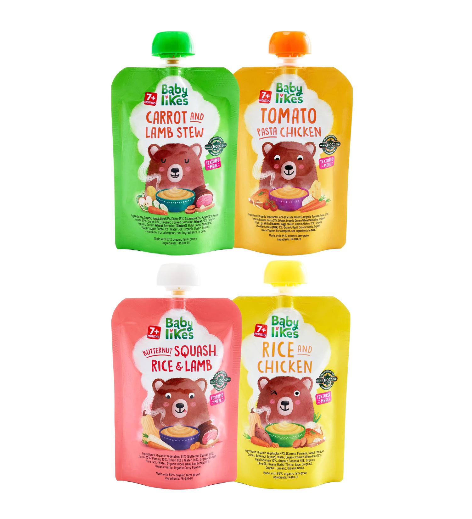 Baby Likes Pack of 4 Organic Halal Baby Food Pouches (4 x 130g) - Halal Baby Food Puree Pouches - - Buy Online on GoSupps.com