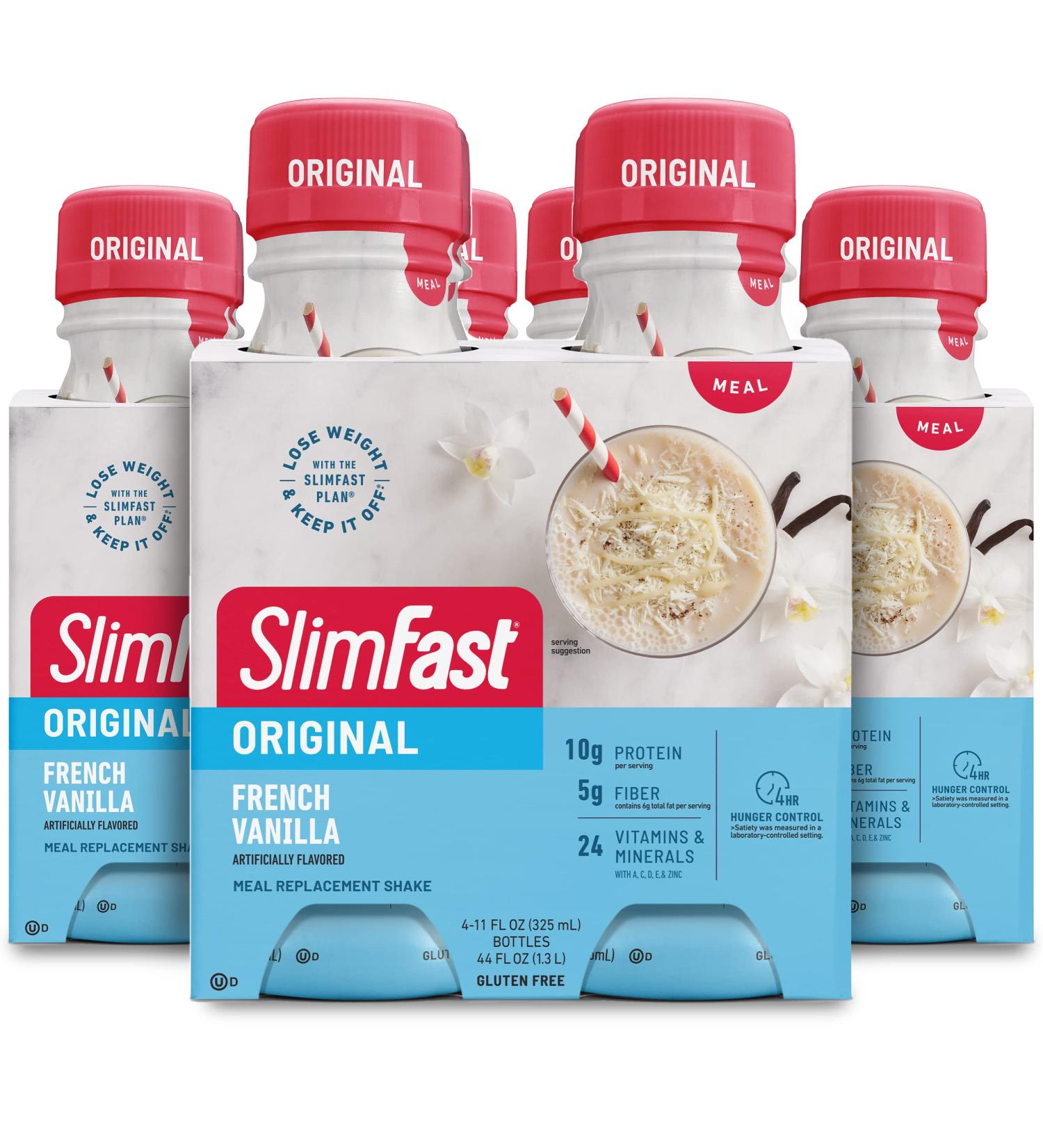 SlimFast Original French Vanilla Meal Replacement Shake - 10g Protein, 11 Fl. Oz Bottle - 4 Count x 3 Packs (12 Count) - Weight Loss Support, Ready to Drink - Packaging May Vary - Buy Online on GoSupps.com