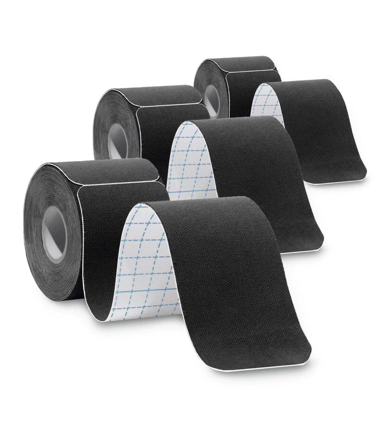 3-Pack Kinesiology Tape Pro Athletic Sports - Knee, Ankle, Muscle Support | Dynamic Physical Therapy | Strong, Rock-Breathable & Water Resistant Cotton Roll | Pre-Cut 10 Strips - Black - Buy Online on GoSupps.com