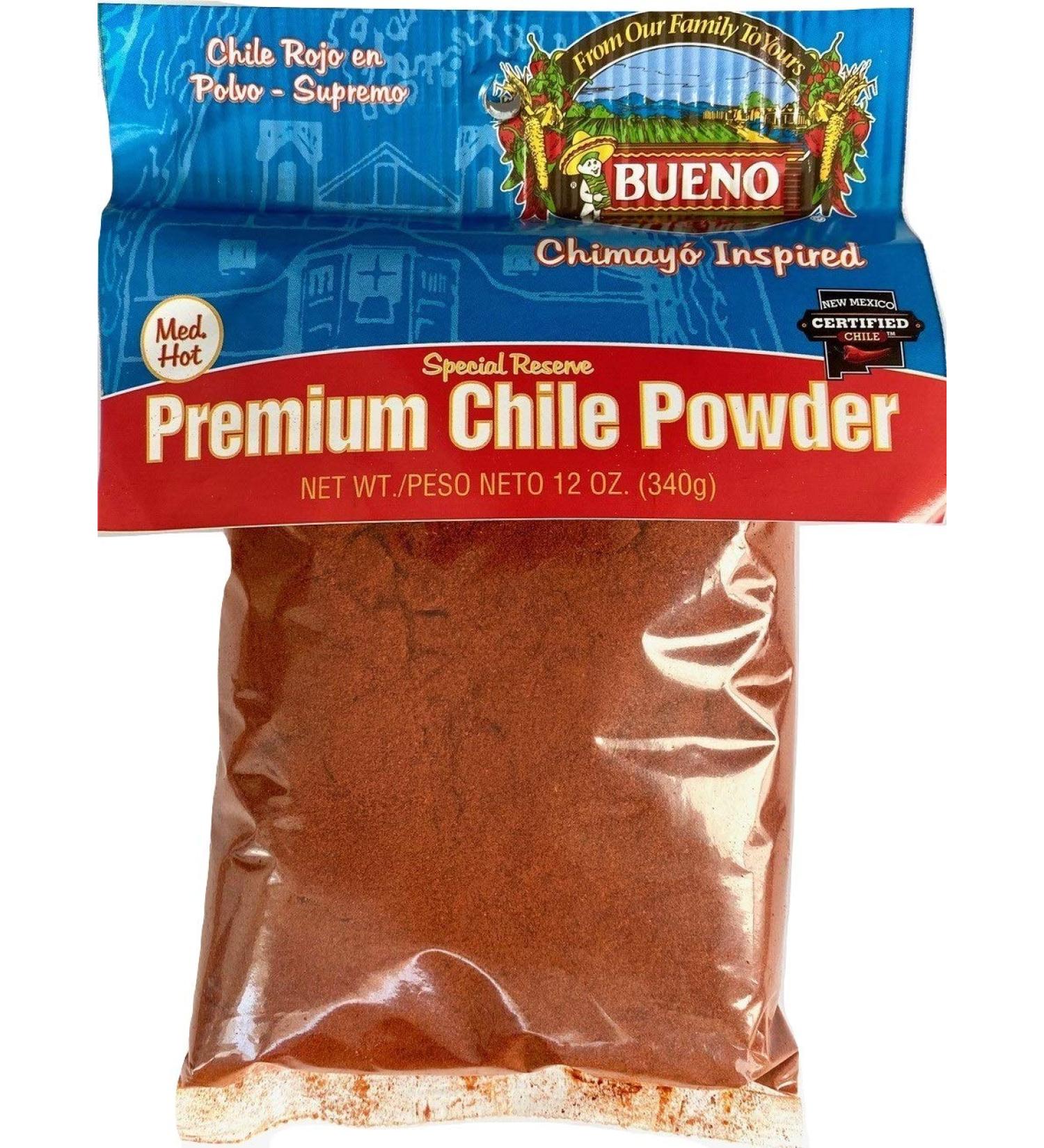 Bueno Medium Hot Red Chile Powder - Special Reserve Chimayo Chile - 12oz Bag - Buy Online on GoSupps.com