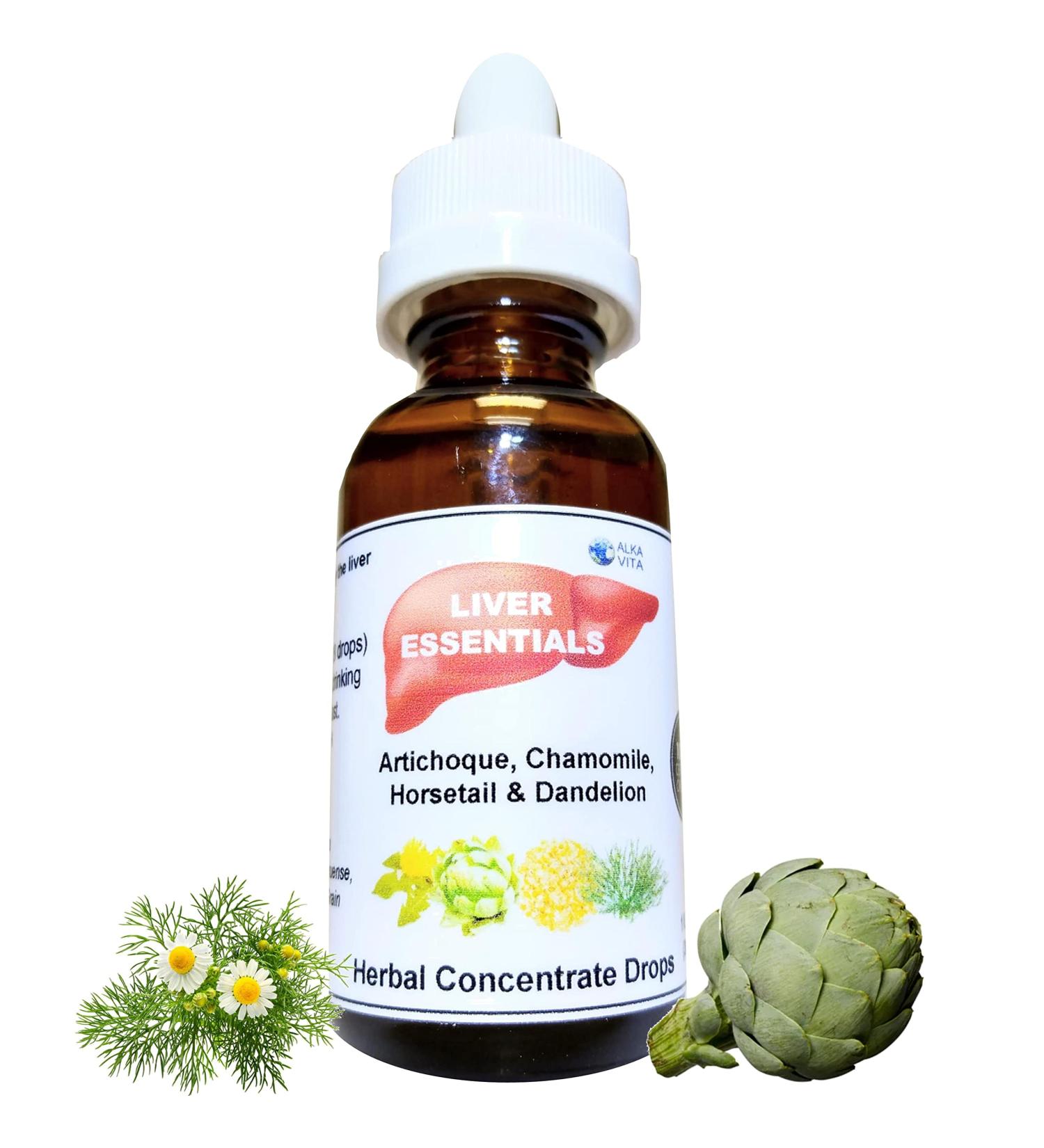 ALKAVITA Liver Support Cleanse - Pure Organic Fatty Liver Purifier & Detox Concentrate Drops with Artichoke, Dandelion, Chamomile, and Horsetail - Buy Online on GoSupps.com
