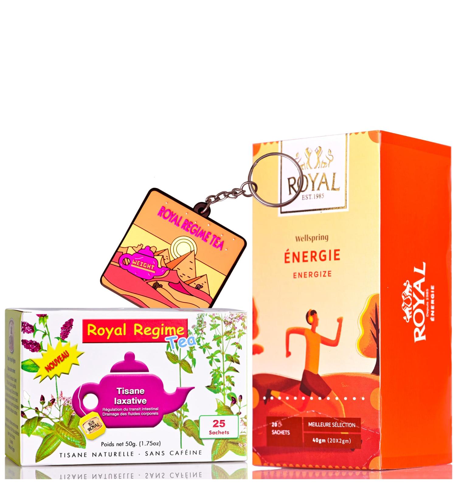 EVERWOL Set of 2 teas: 1 royal diet pack of 25 bags of 2g + 1 royal energy pack of 20 bags of 2 GR bags + 1 silicone key ring.