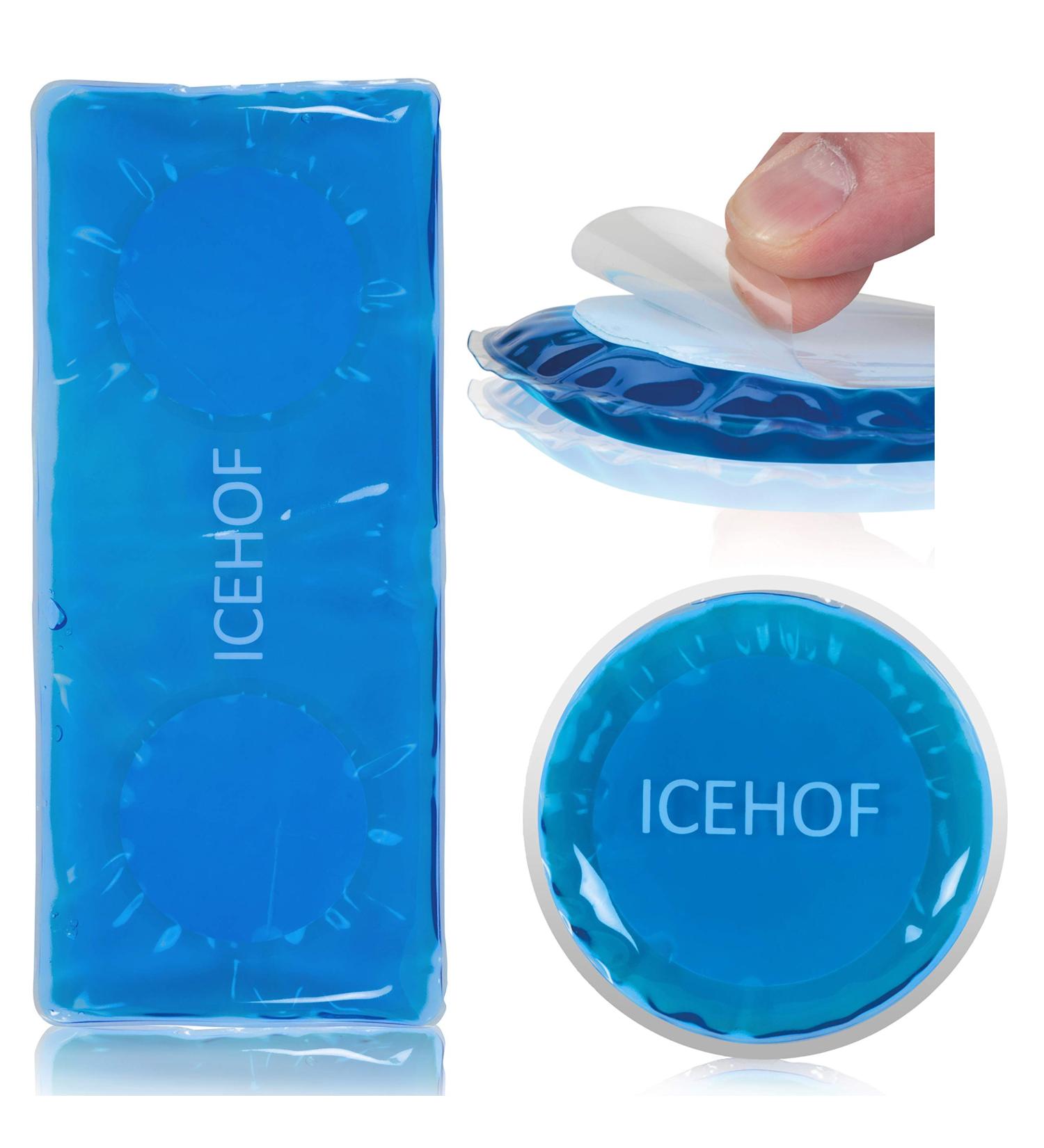 ICEHOF Self-Adhesive Cooling Pads | Set of 3 Reusable Gel Compresses for Pain Relief | Ideal for Injuries Swelling & Tension - International Shipping Available - Buy Online on GoSupps.com