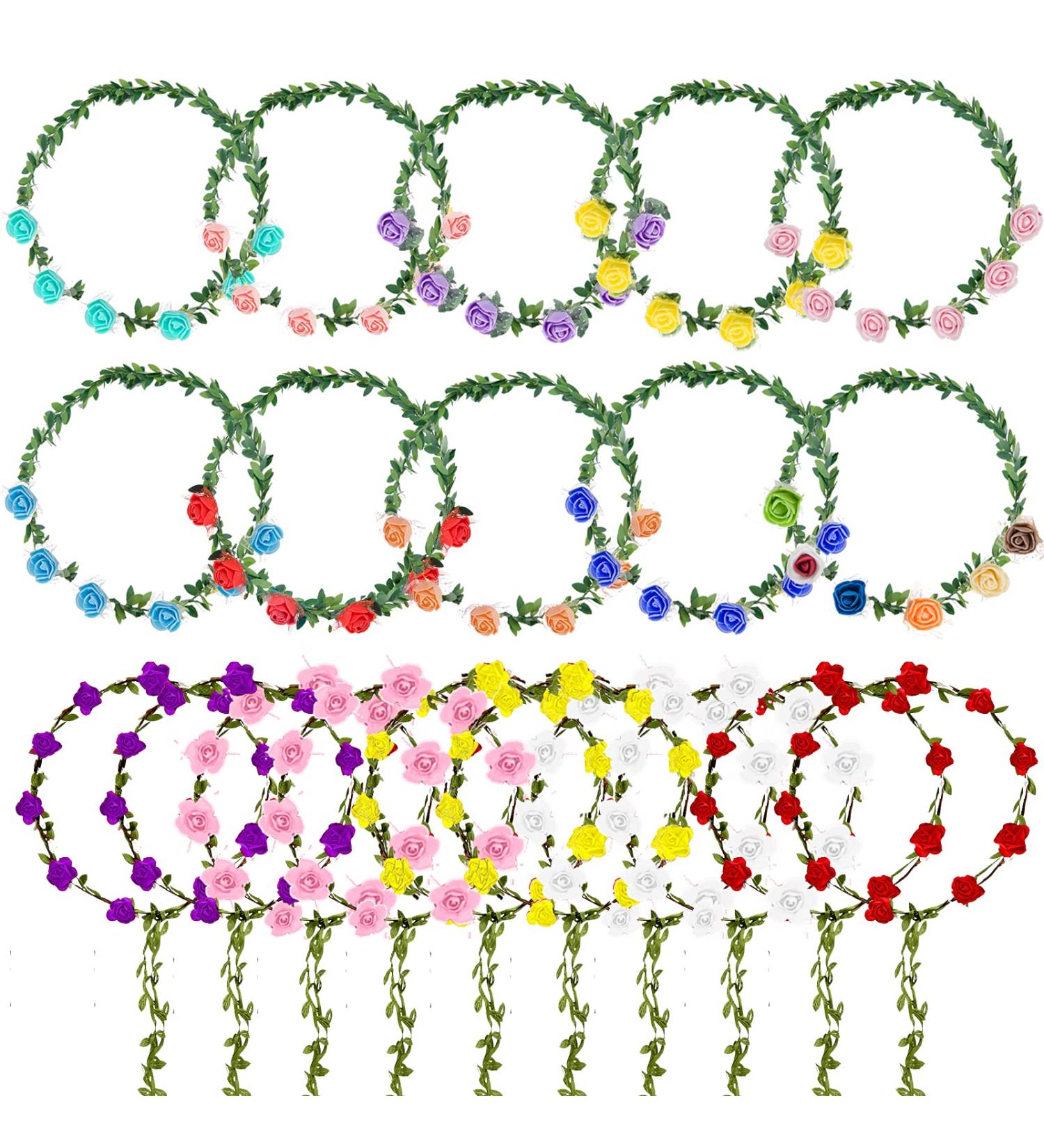 20-Piece Cosweet Flower Wreath Headband Set for Women & Girls - Multicolor Wedding & Festival Hair Garland Bulk Pack - Buy Online on GoSupps.com
