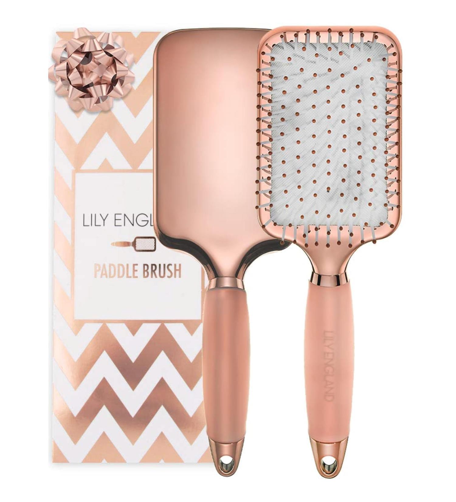 Paddle Hair Brush for Detangling, Blowdrying, and Straightening - Lily England Gel Handle Hairbrush for Women and Kids - Ideal for All Hair Types (Rose Gold) - Buy Online on GoSupps.com