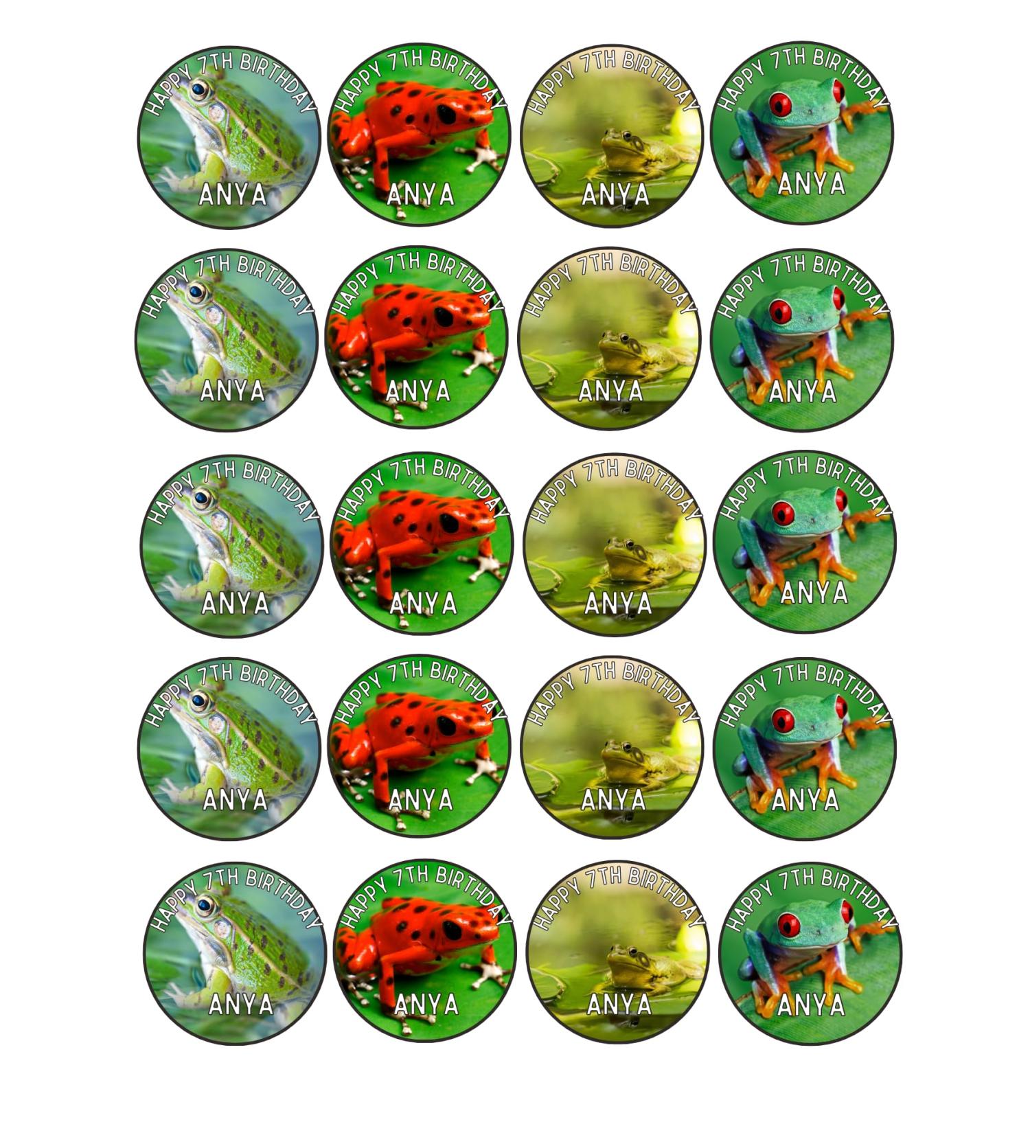 edible 20 x Animal FROG Personalised cupcake toppers UNCUT (ICING PAPER)