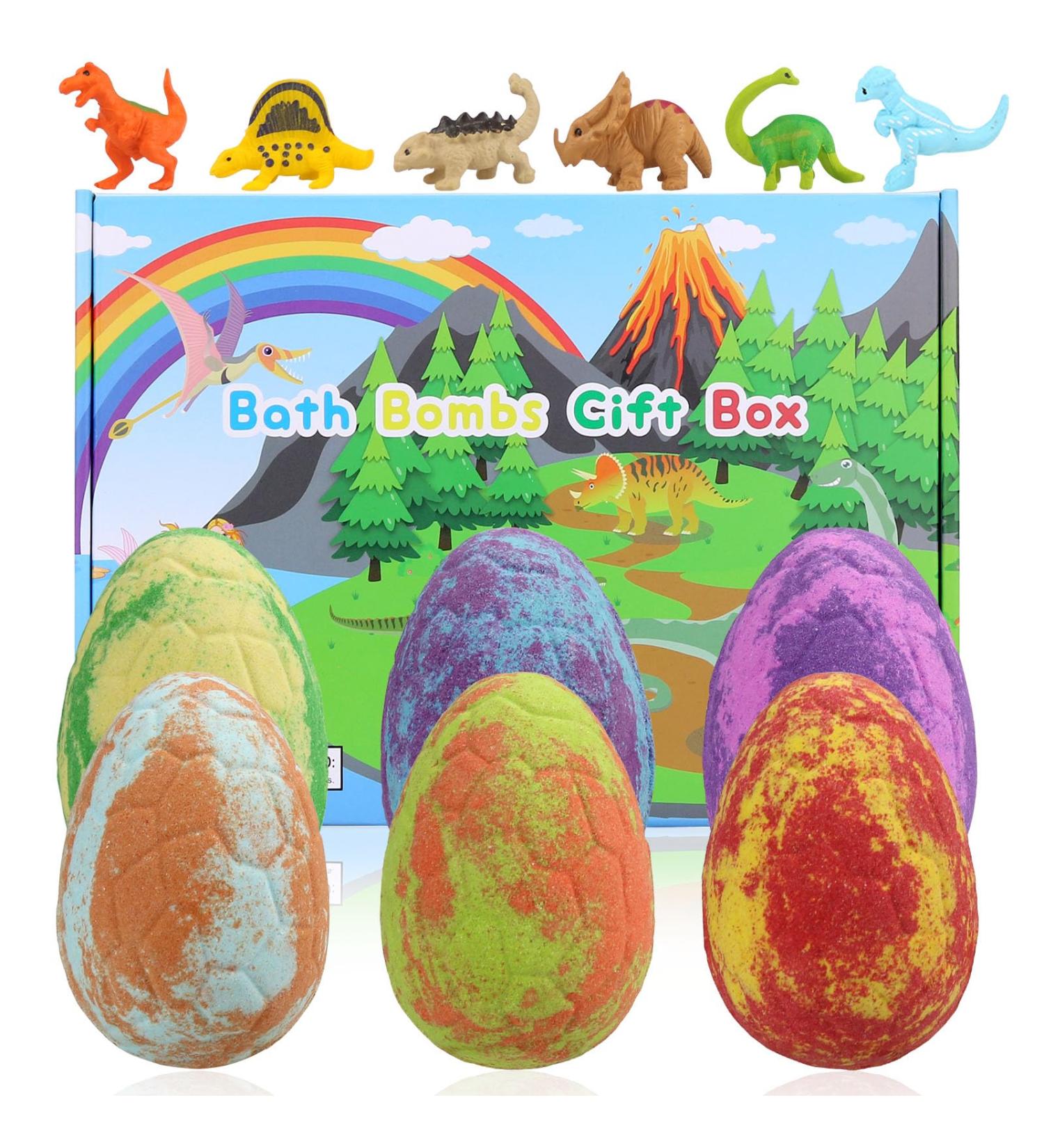 Bath Bombs for Kids with Surprise Inside 6 Pcs Dino Egg Handmade Natural Fizzy Bath Bombs Dinosaur Toys for Girls Boys Christmas Birthday Easter Gift Set (6 * 130g) Dinosaur Toys-6pcs - Buy Online on GoSupps.com