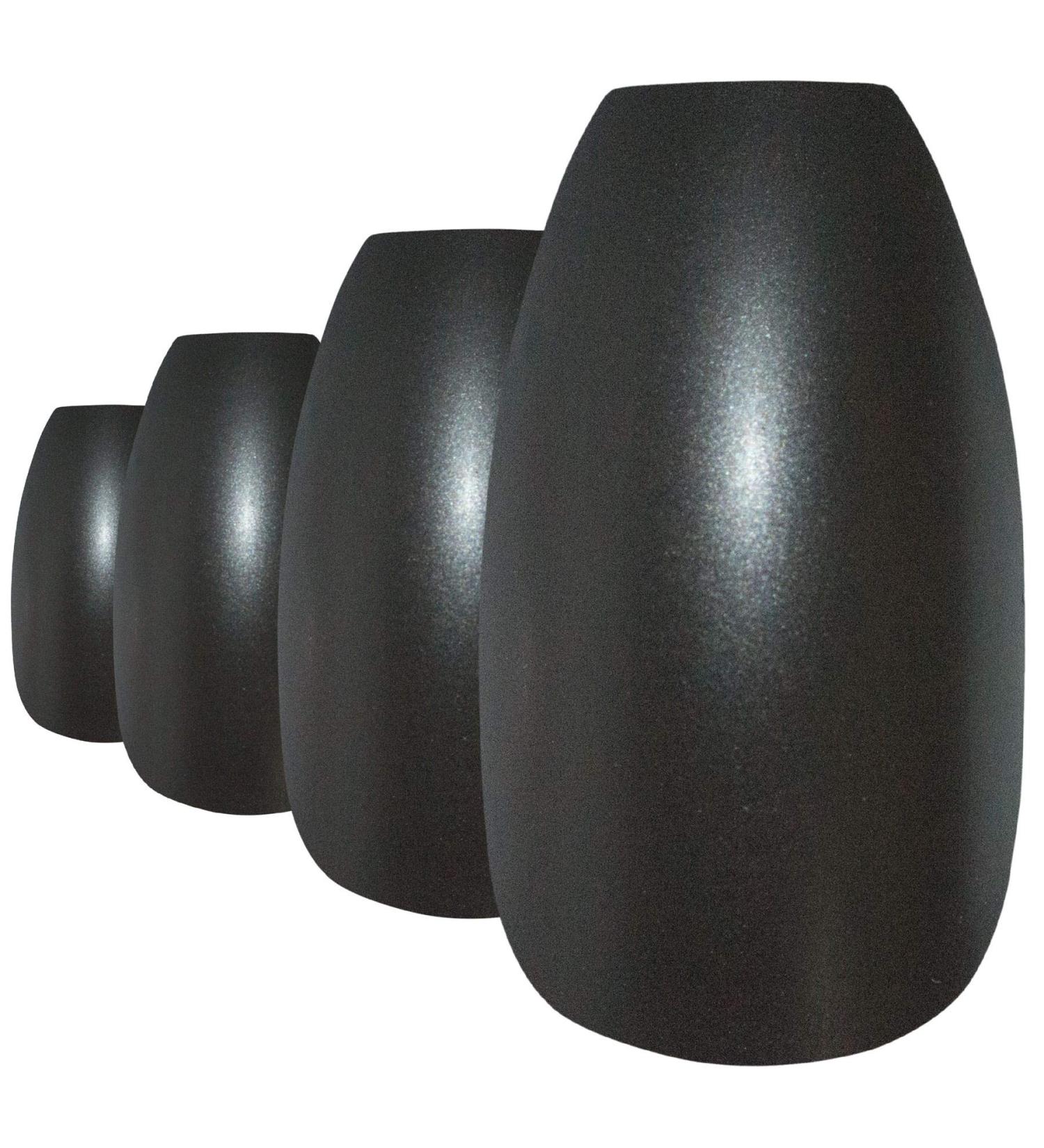 Bling Art Black Metallic Ballerina Coffin False Nails - 24 Long Tips with Glue | International Shipping Available - Buy Online on GoSupps.com