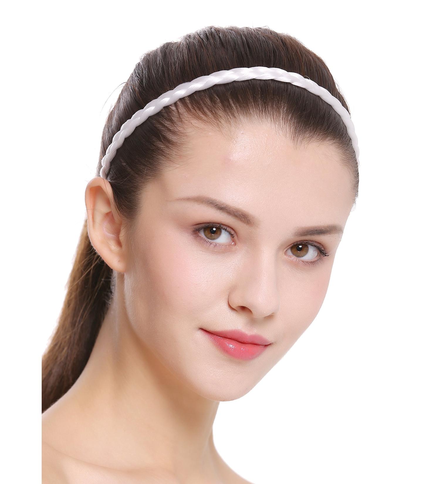 WIG ME UP CXT-009-138 Braided Headband - 1cm Narrow White Costume Hairband for Traditional Styles - Buy Online on GoSupps.com