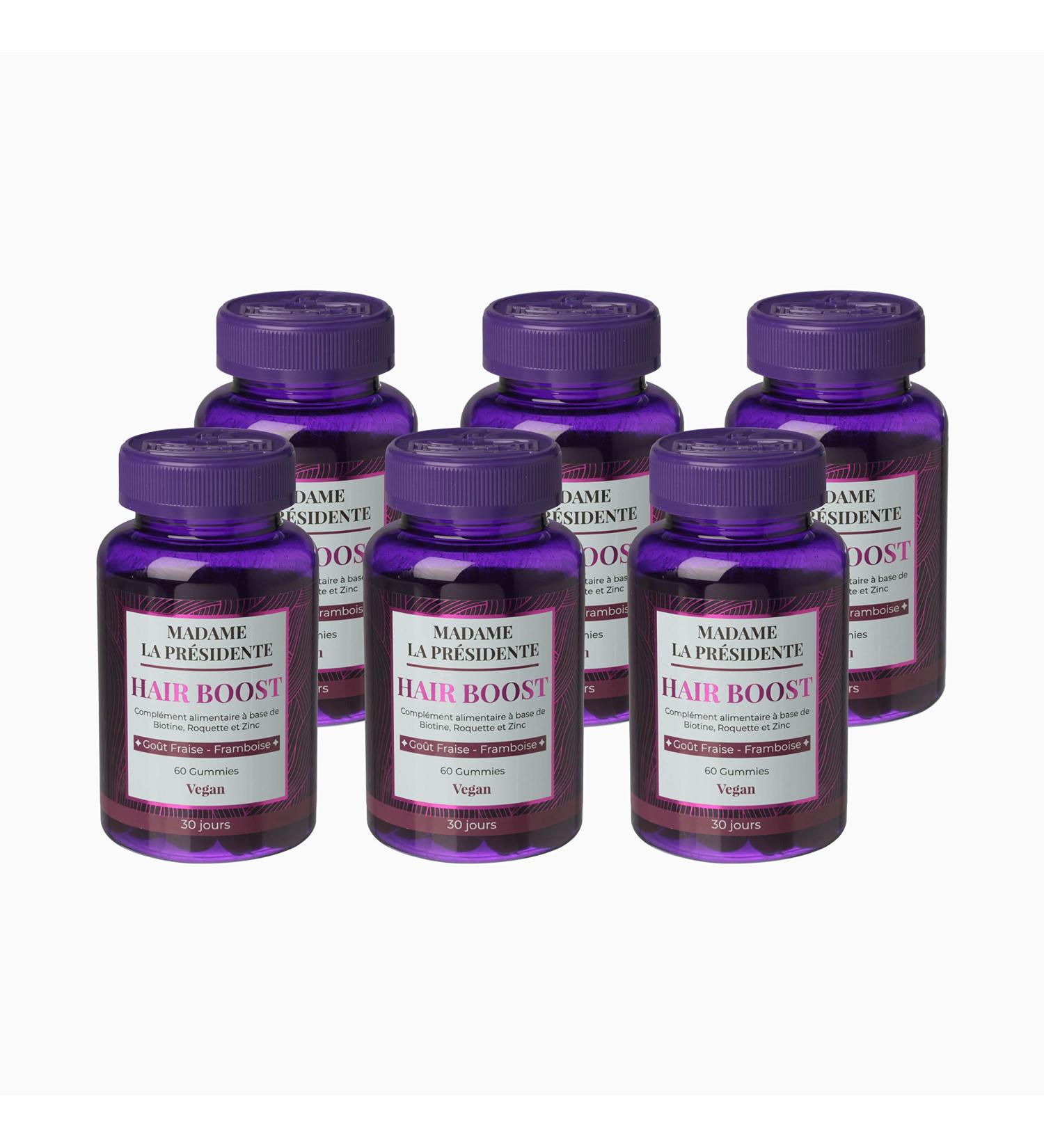 MADAME LA PR SIDENTE Hair Boost Compl ment alimentaire pour des cheveux plus longs et plus forts Tous types de cheveux Efficace naturel et simple d'utilisation - 360 gummies 6 mois de cure