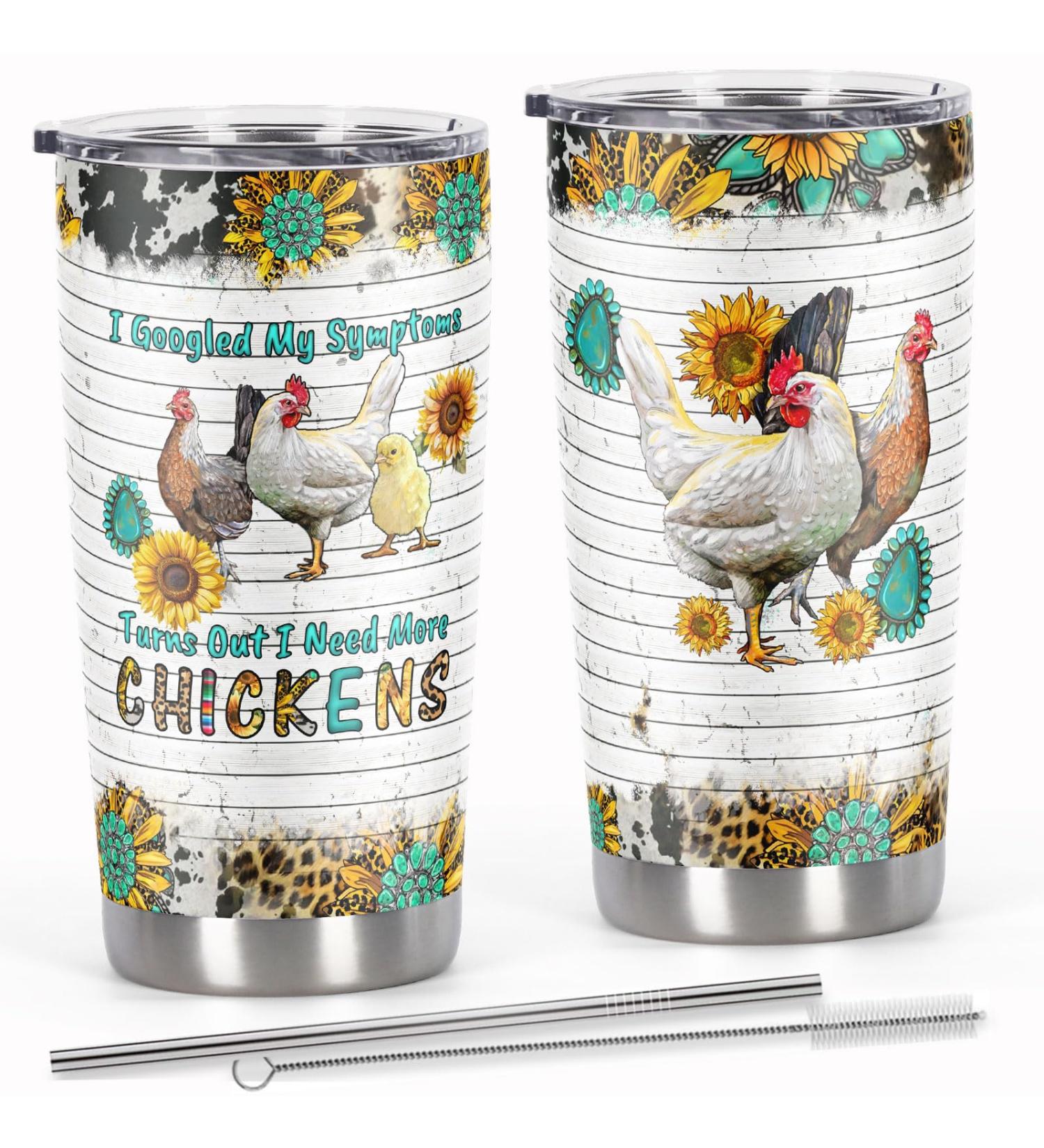 Cosictic Chicken Gift for Chicken Lover Chicken Owner Chicken Lady Chicken Mama I Googled My Symptoms Need More Chicken 20 Oz Travel Tumbler - Buy Online on GoSupps.com