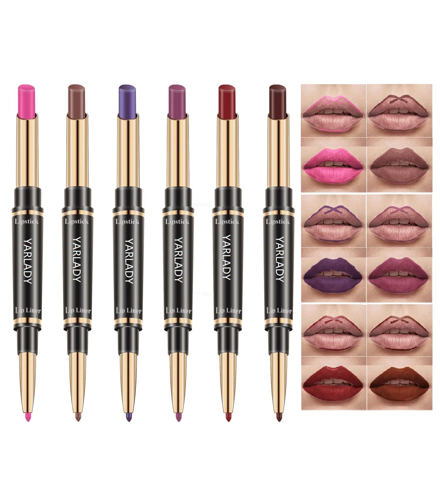 6pcs Matte Lipstick & Lip Liner Set - Long Lasting Waterproof Nude & Dark Brown - 24 Hour Moisturizing Lip Makeup Kit - Buy Online on GoSupps.com