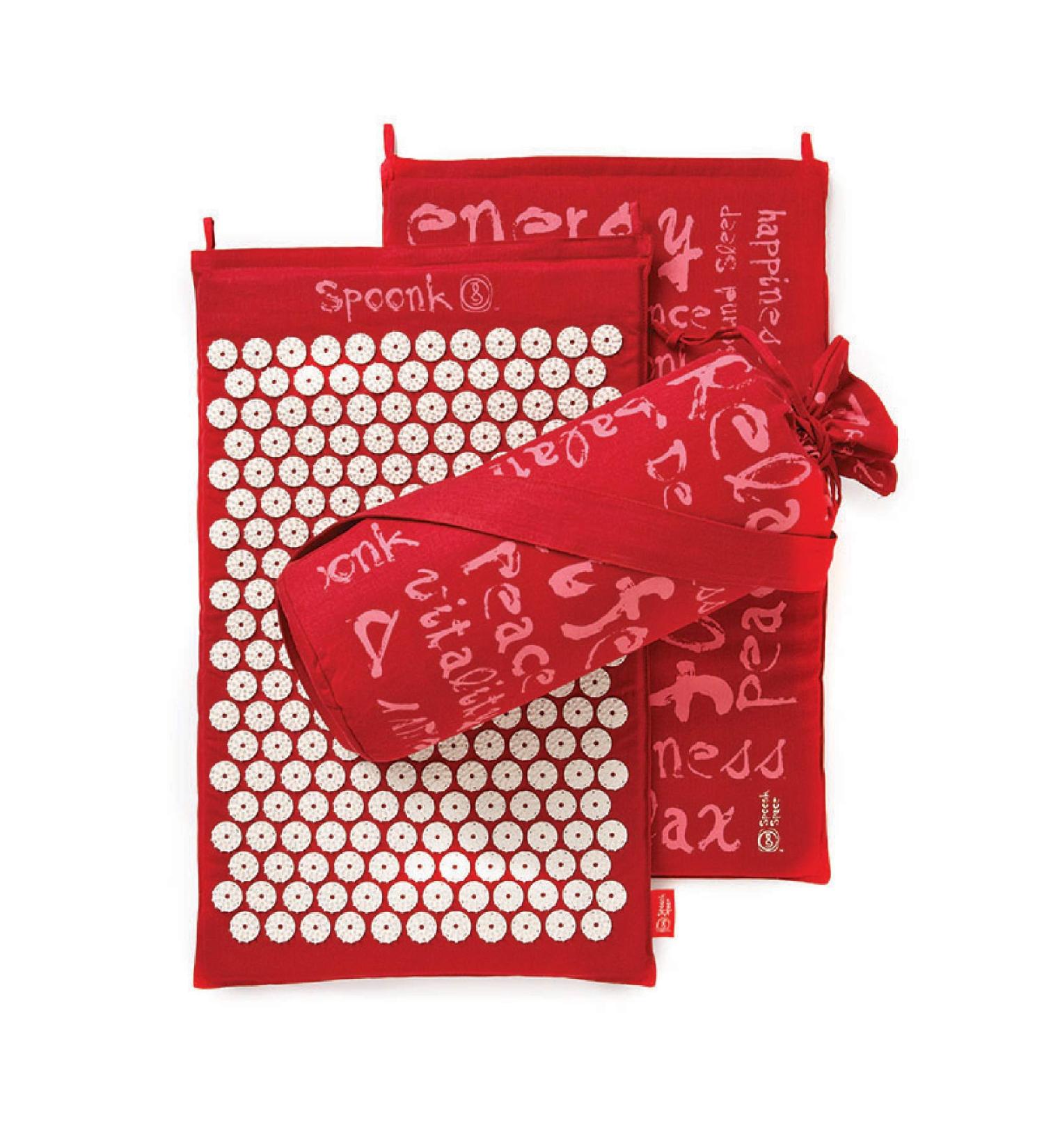 Spoonk Organic Hemp Acupressure Mat - Cherry Red | Stimulates Circulation, Relieves Muscle Tension, Reduces Stress| Sustainable Materials - Buy Online on GoSupps.com