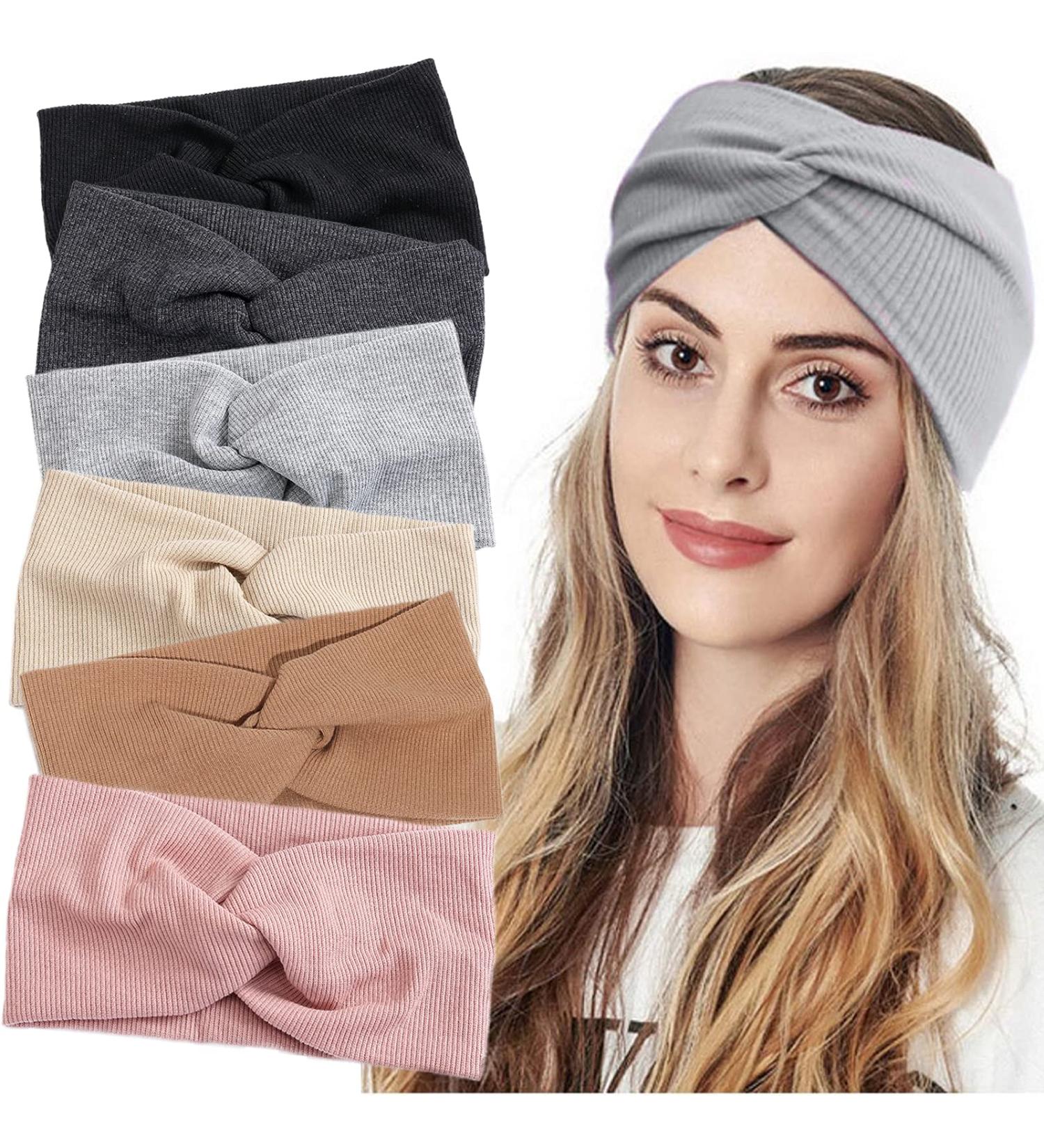 VEGCOO Women's Winter Hairband | 6-Piece Wide Twisted Elastic Headbands | Sports & Yoga Hairbands for Women & Girls - Buy Online on GoSupps.com