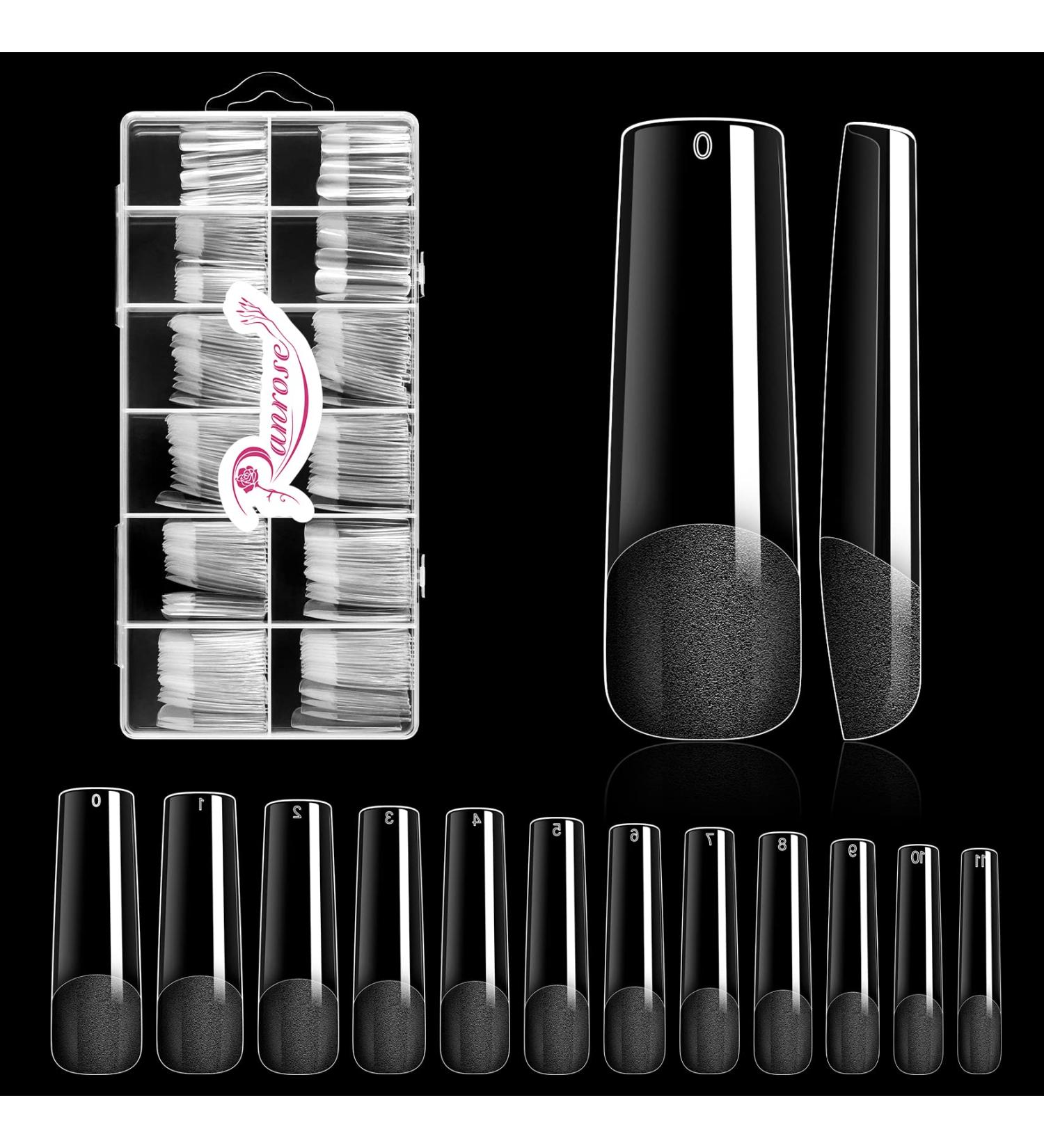Ranrose Long Straight Nail Tips 240PCS - Professional Full Cover Gel x Acrylic Nails, 12 Sizes Pre-shaped XXL False Nails for DIY Press On Extensions - Half Matte Fake Nails - Buy Online on GoSupps.com