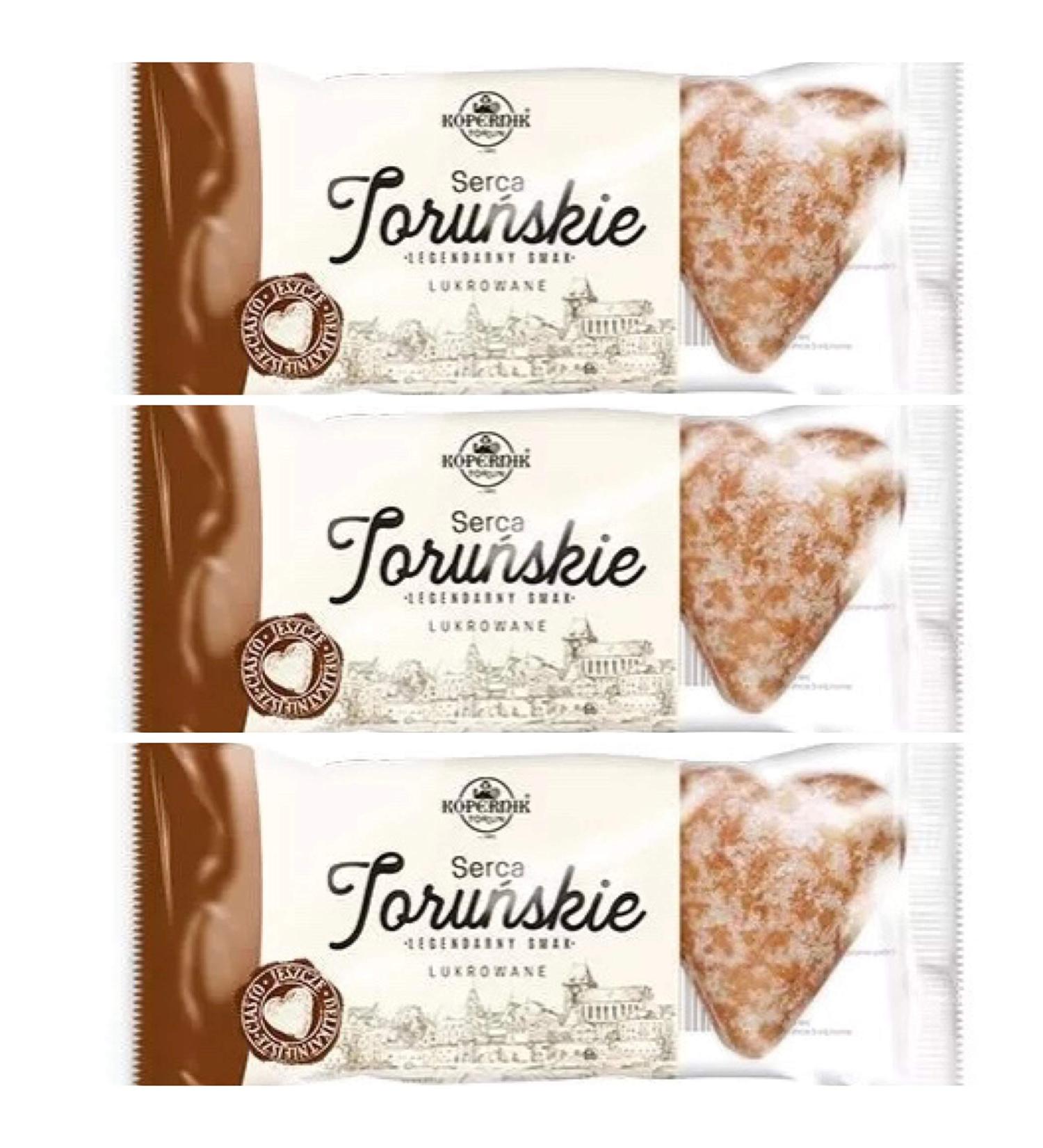KOPERNIK PIERNIKI TORUNSKIE ICED HEARTS 3 pack x 120 g. / 4.23 oz. Product of Poland. Packing by Granda.