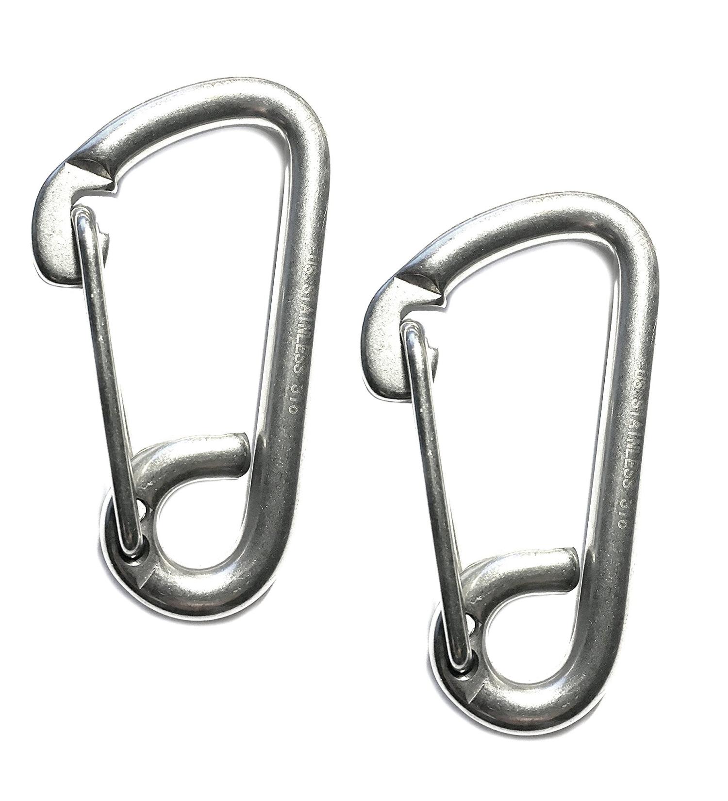 2 Pieces Stainless Steel 316 Spring Hook Carabiner 5/16" (8mm) Marine Grade Safety Clip - Buy Online on GoSupps.com
