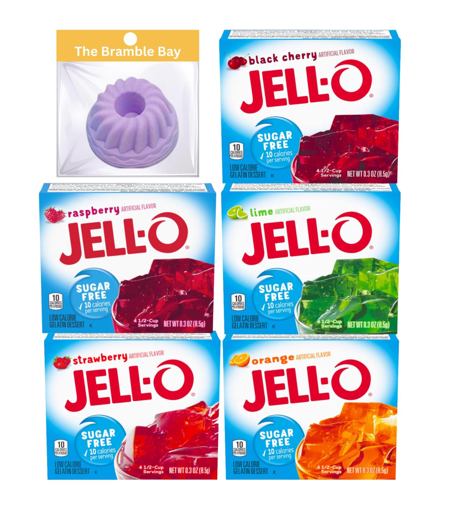 Jell-O Sugar Free Gelatine Powder American Food Variety Flavours 8.5g x 5 Silicone Jelly Mold - Buy Online on GoSupps.com