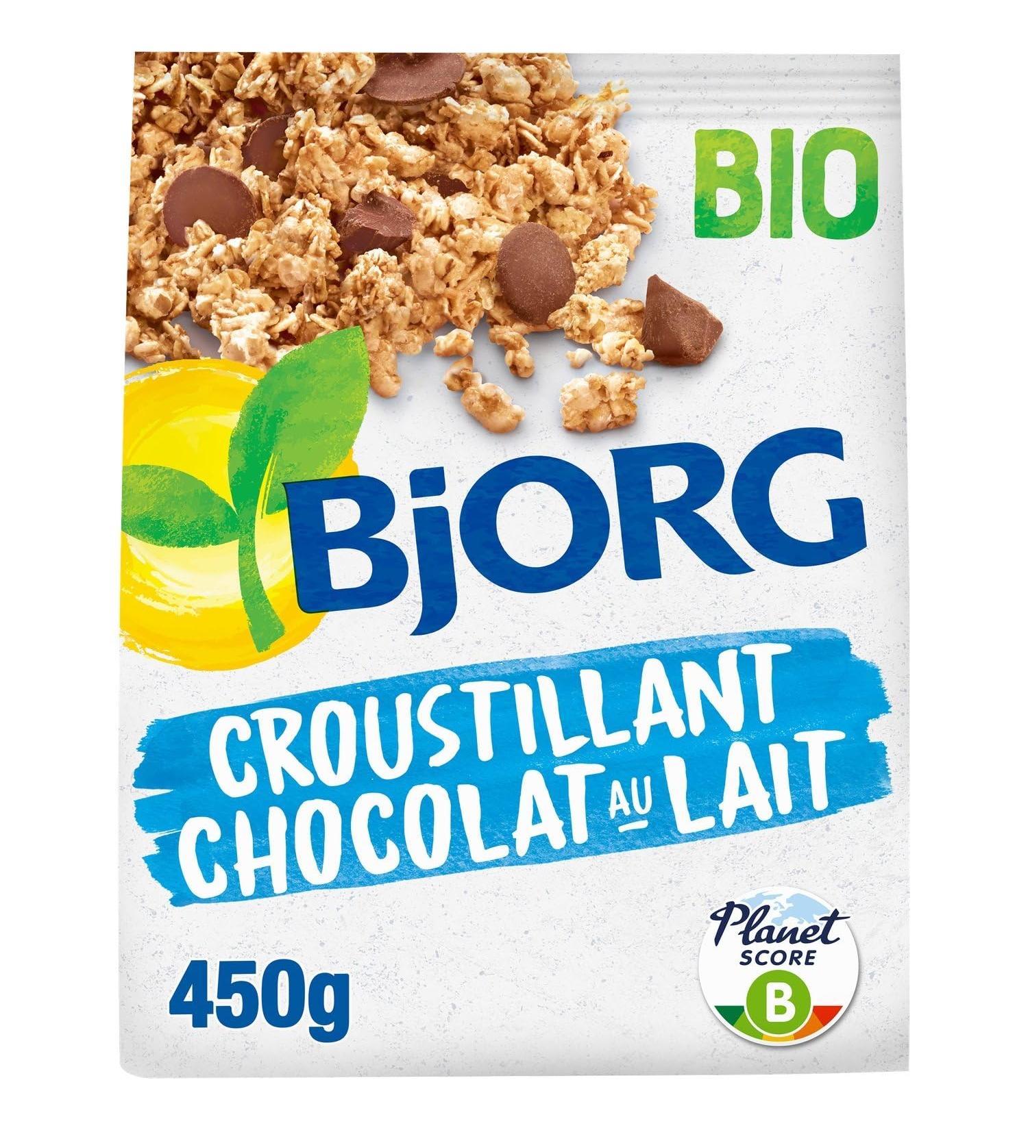 BJORG C r ales Bio Croquantes au Chocolat au Lait Go t Gourmand pour le Petit-D jeuner (450g) - Le Lot De 3