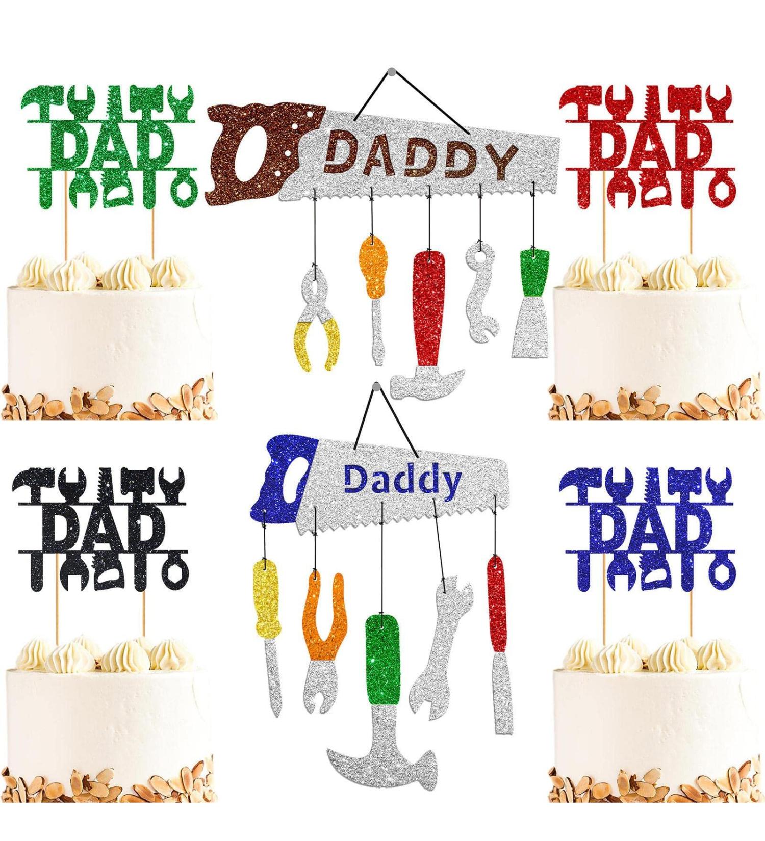 Fathers Day Cake Decorations - Happy Father Day Decoration - Dad Ever Cake Picks Decorations for Happy Father's Day Theme Party Supplies Silver Keloc - Buy Online on GoSupps.com