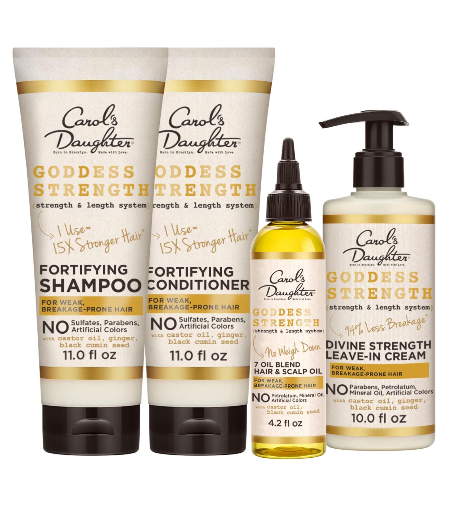 Carol's Daughter Goddess Strength Hair Care Gift Set - Shampoo, Conditioner, Leave In Conditioner & Treatment Oil with Castor Oil | Sulfate Free | 4 Products - Buy Online on GoSupps.com