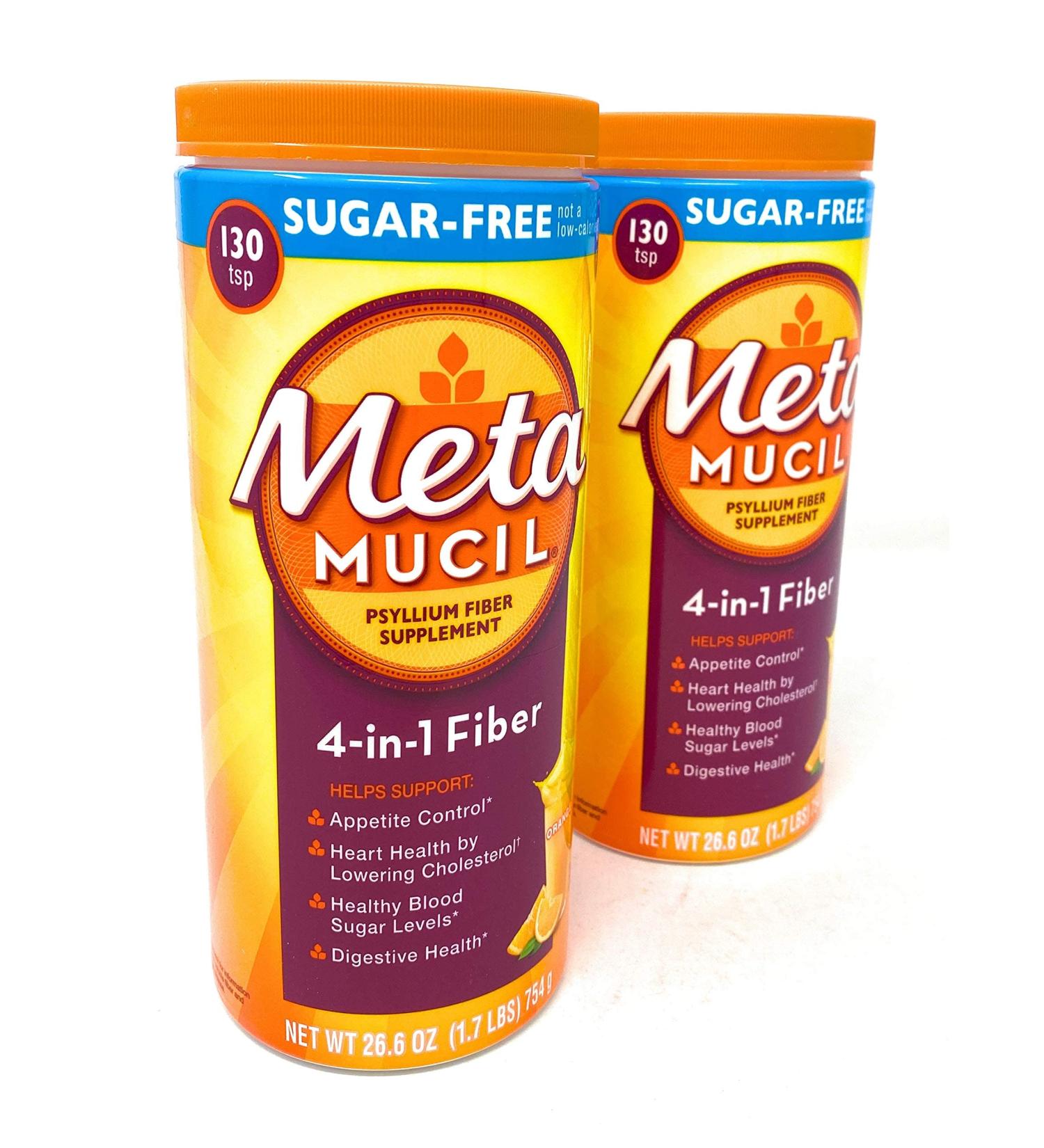 Metamucil Sugar Free Fiber Supplement, Orange Smooth, 260 Servings, 1.7 lb (Pack of 2) - Buy Online on GoSupps.com